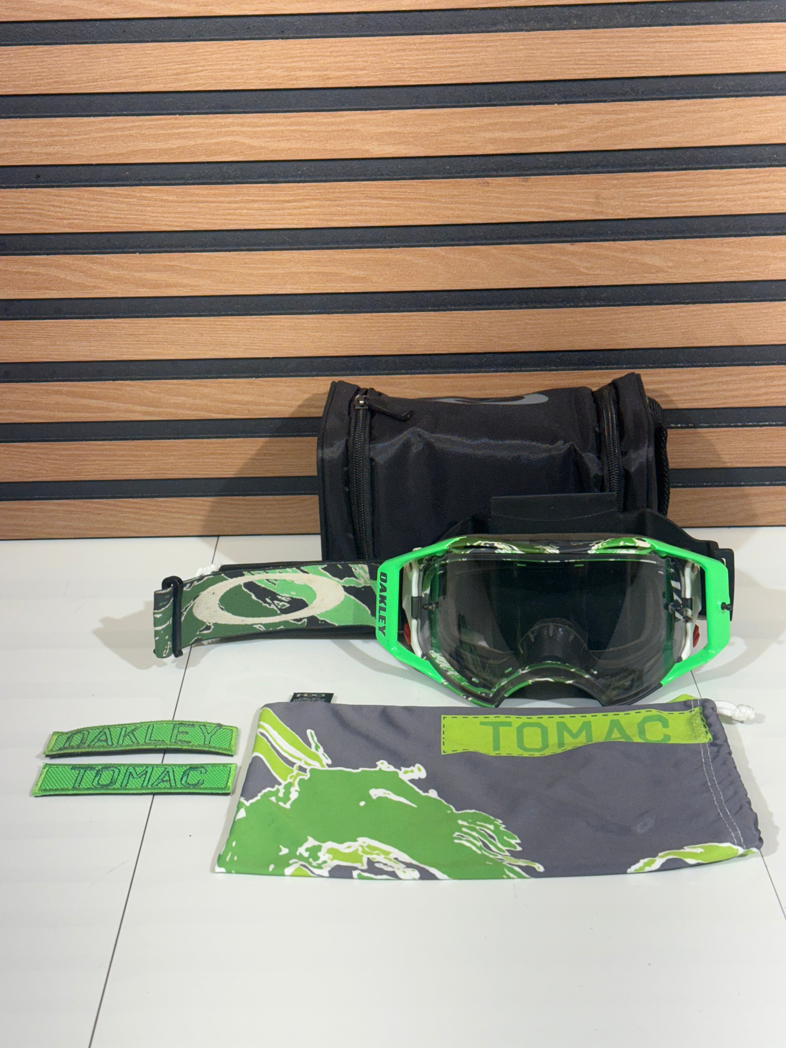 Used Rare Oakley Airbrake Eli Tomac Goggle “ Neon Camo ” - Clear Lens