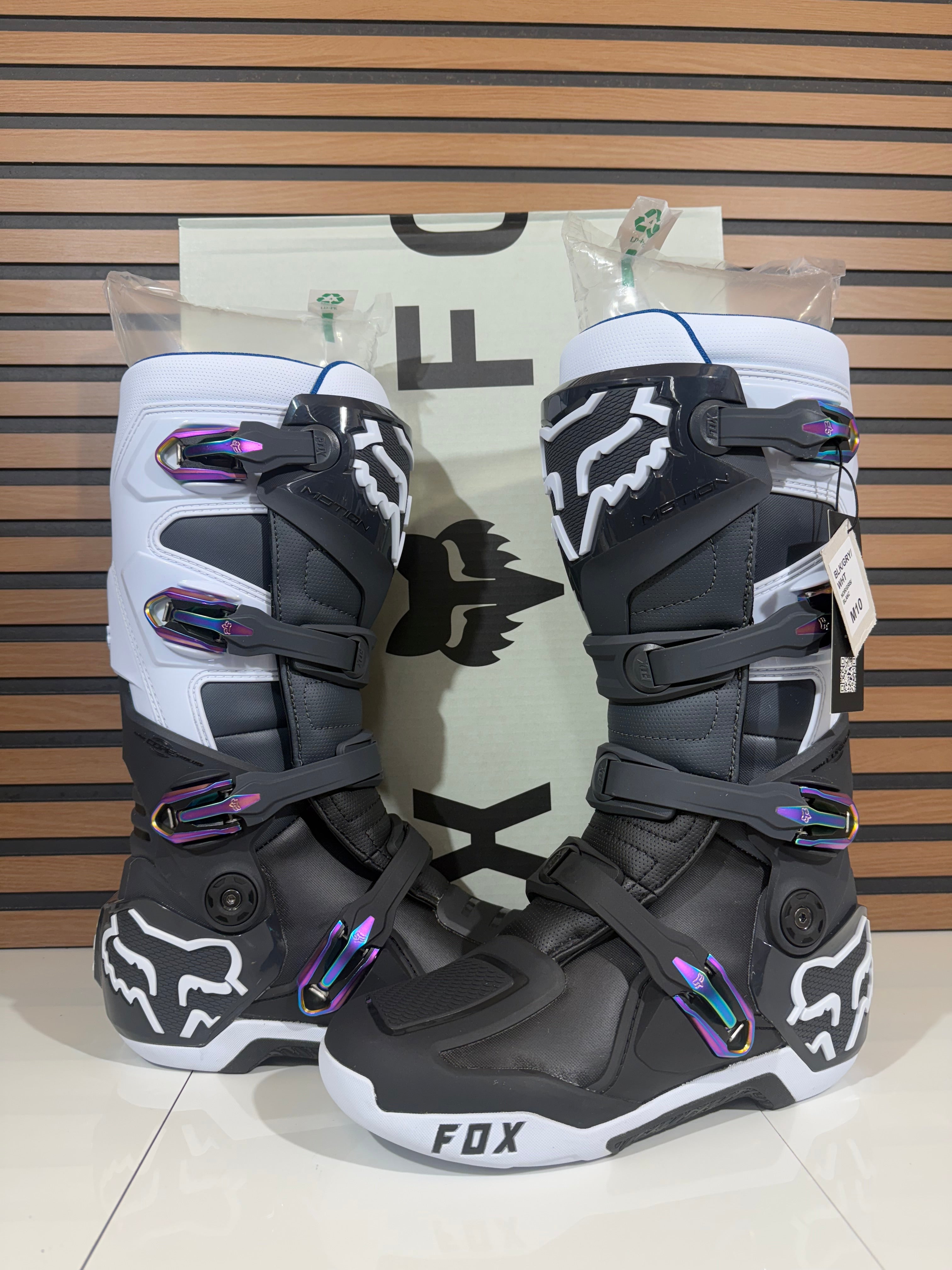 FOX Motion Boot Size 10 Black / Grey / White  Motocross Moto Boot