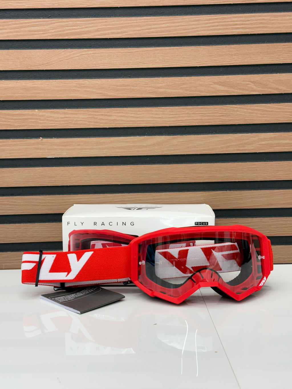 Fly Racing Focus Motocross Goggles Red / White - Clear Lens