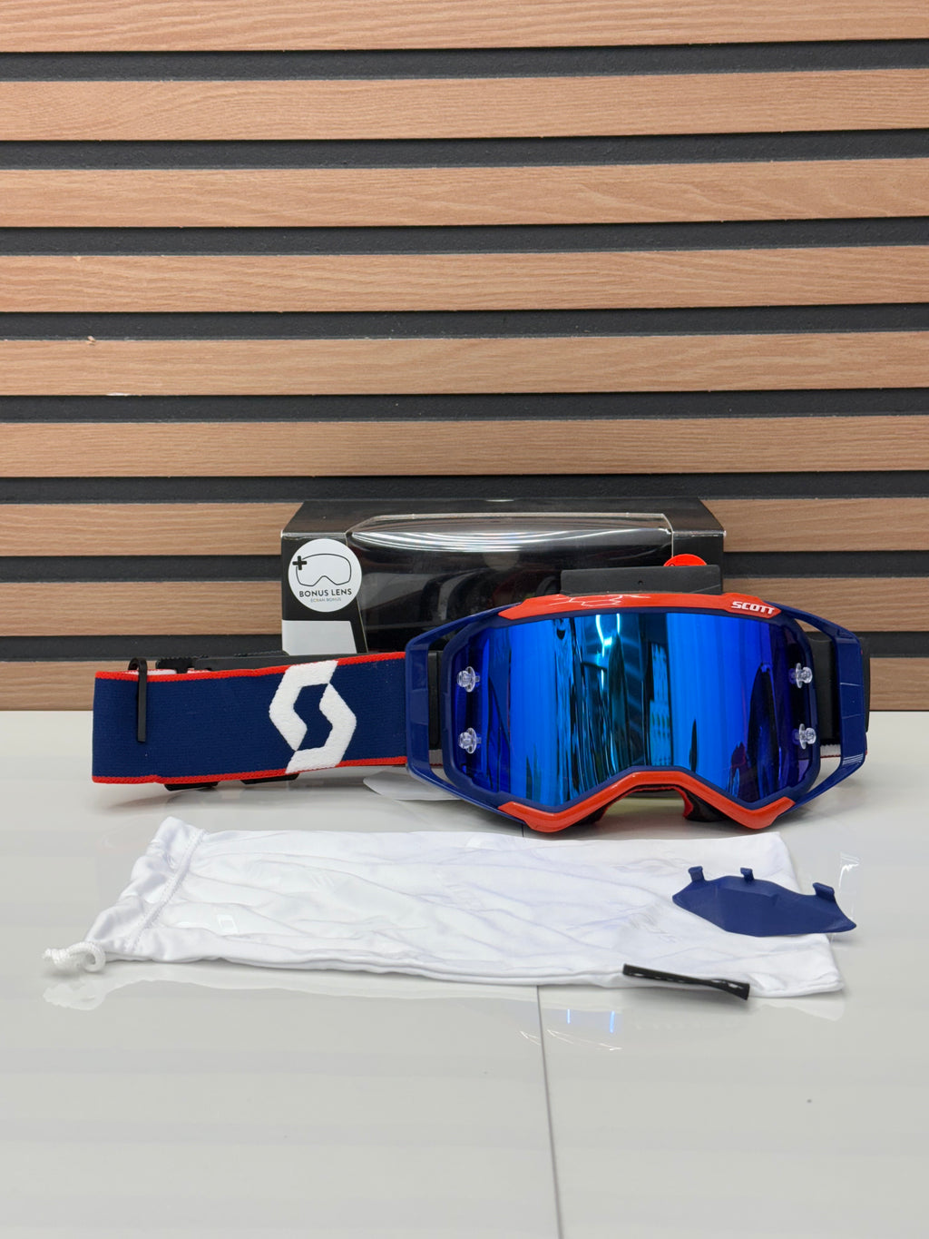 Scott Prospect MX Goggle Red / Blue - Blue Mirror Lens