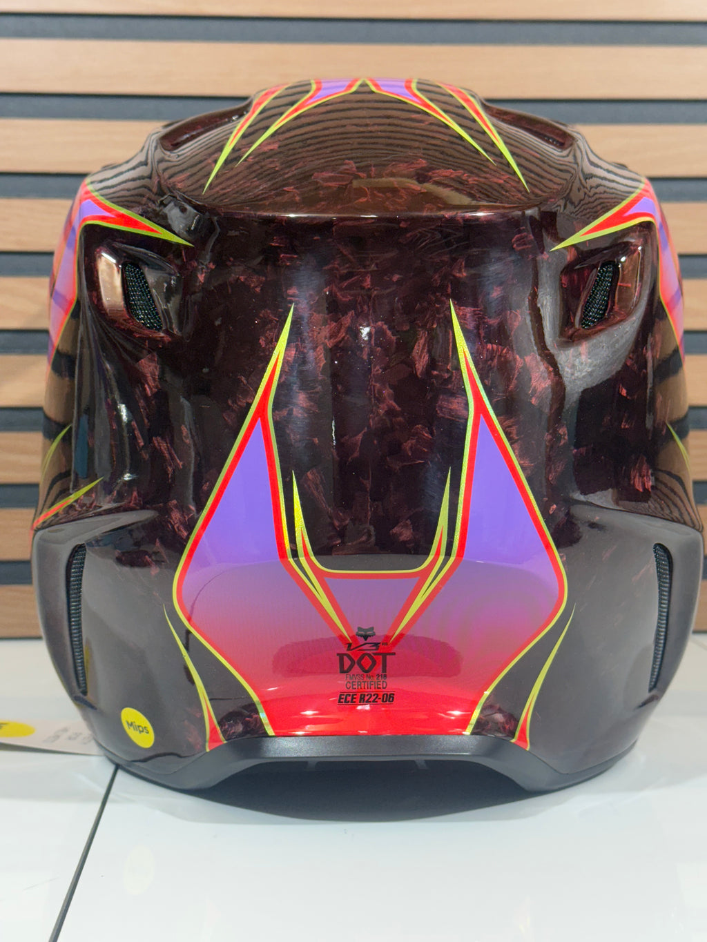 Fox Racing V3 RS Carbon Canvas Helmet Red / Purple  - Large