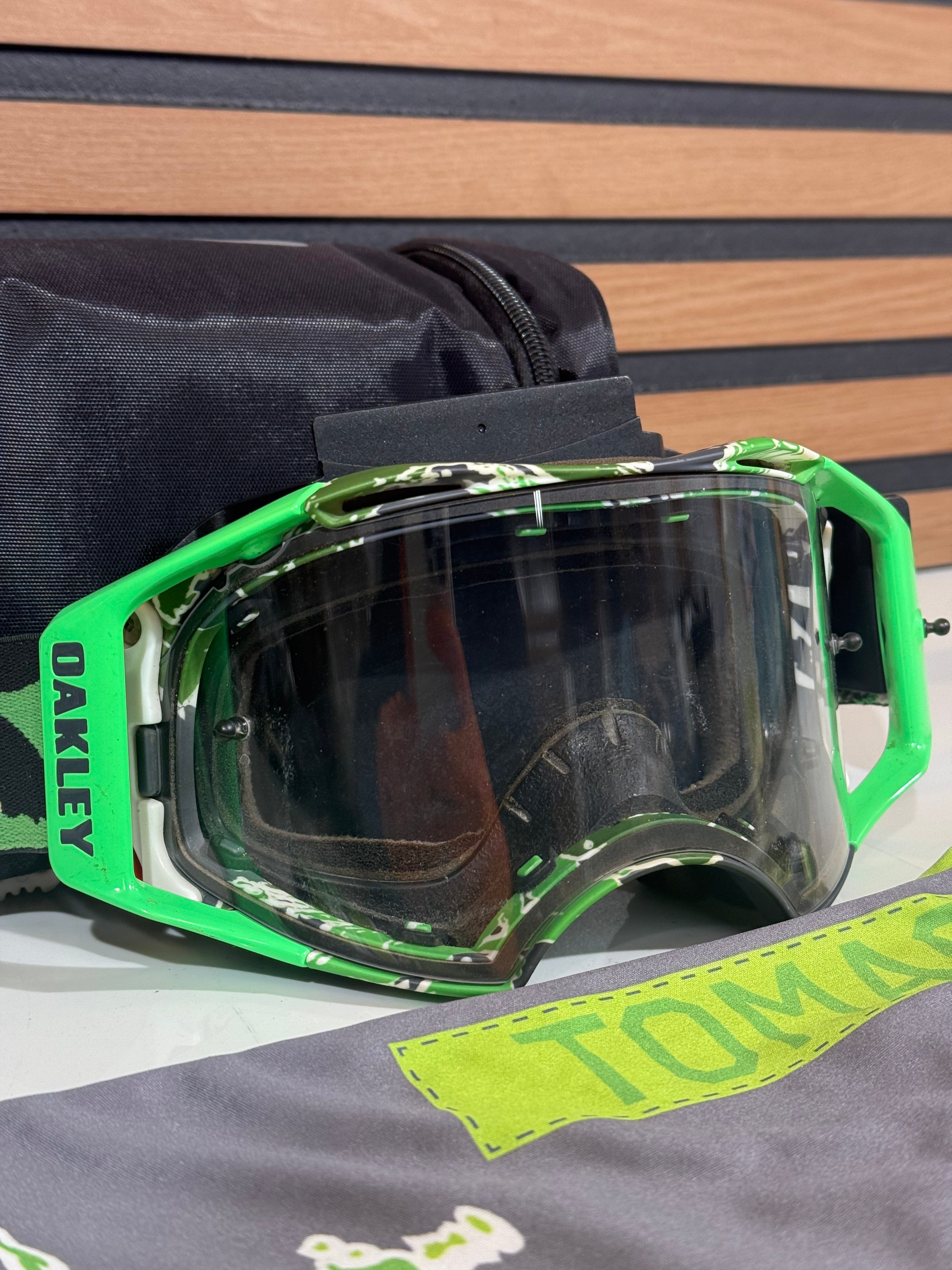 Used Rare Oakley Airbrake Eli Tomac Goggle “ Neon Camo ” - Clear Lens