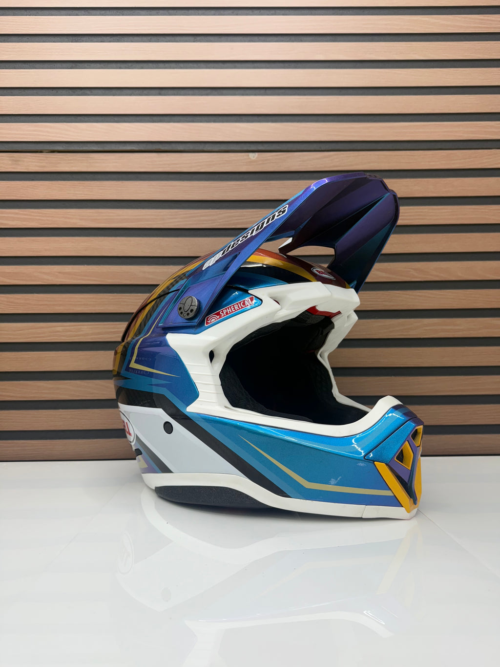 Like New - Bell Moto-10 Spherical Tomac Edition Helmet Blue / Bronze - Size Medium