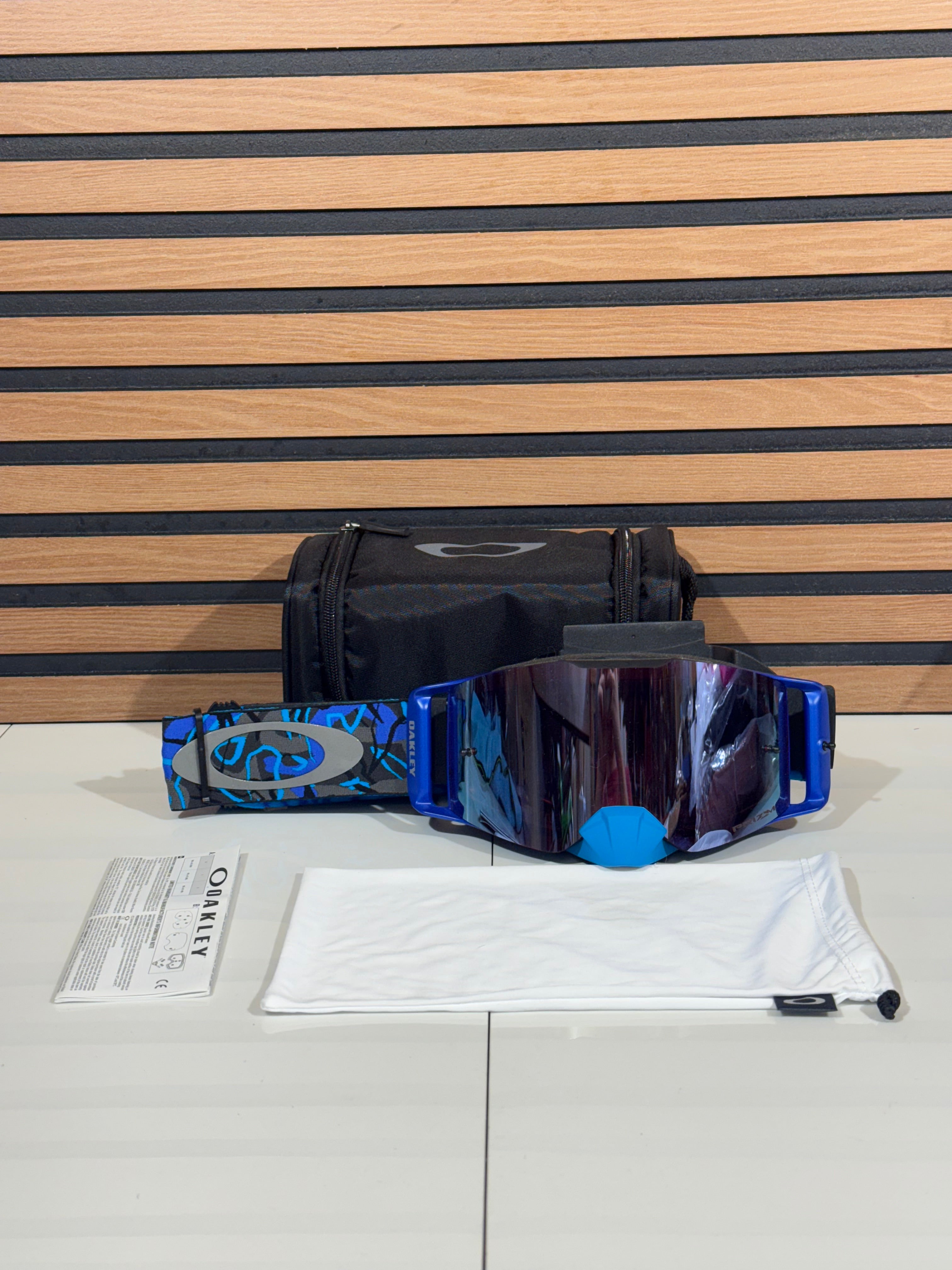 Oakley Front Line MX Goggles Camo Vine Stealth Blue / Grey - Prizm Sapphire Lens
