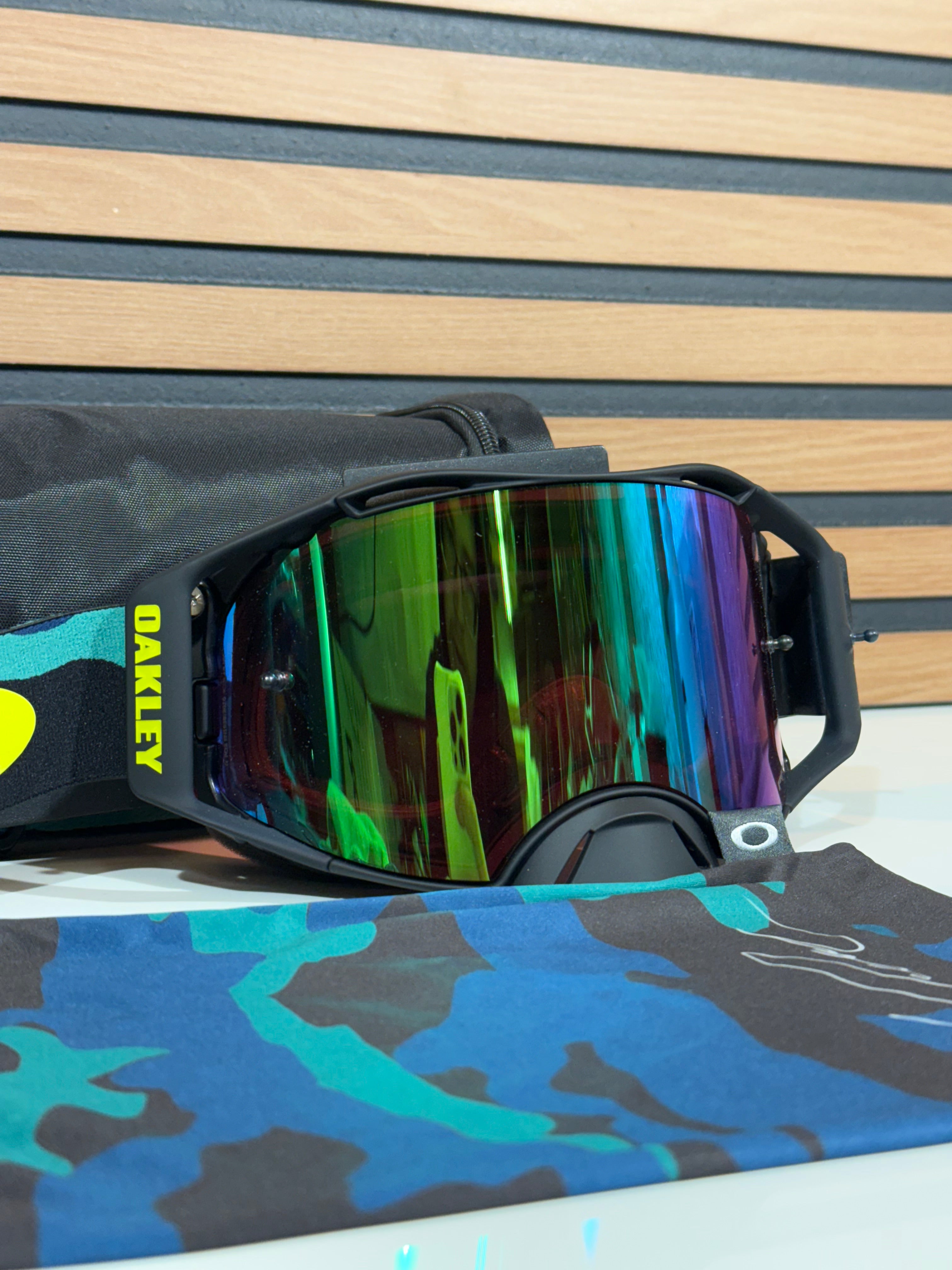 Oakley Airbrake Goggle Eli Tomac SS Camo Army Blue / Green -  Jade Iridium Lens