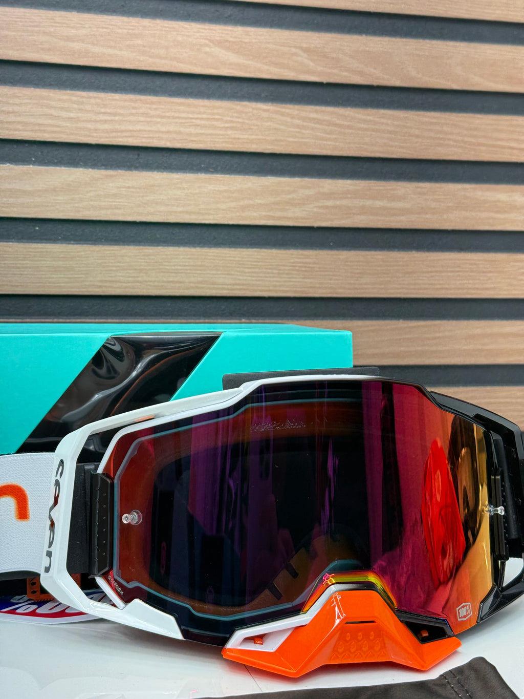100% Armega x Seven Goggle Clownfish - Orange / White - Red Mirror Lens