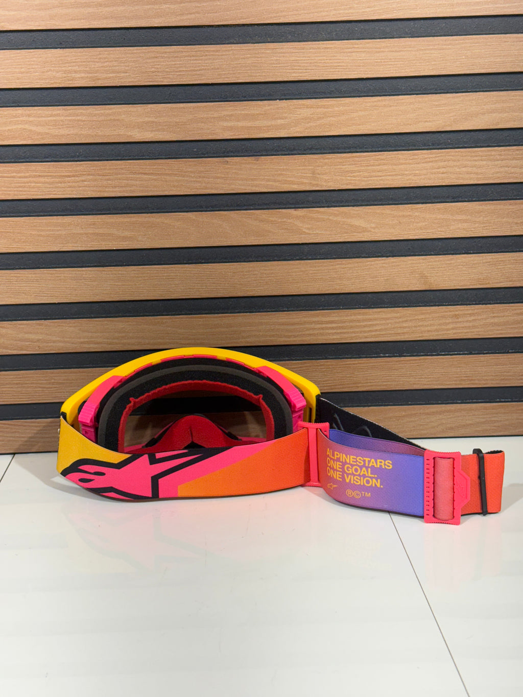Used Alpinestar Supertech Corp Goggles Yellow / Pink - Clear Lens