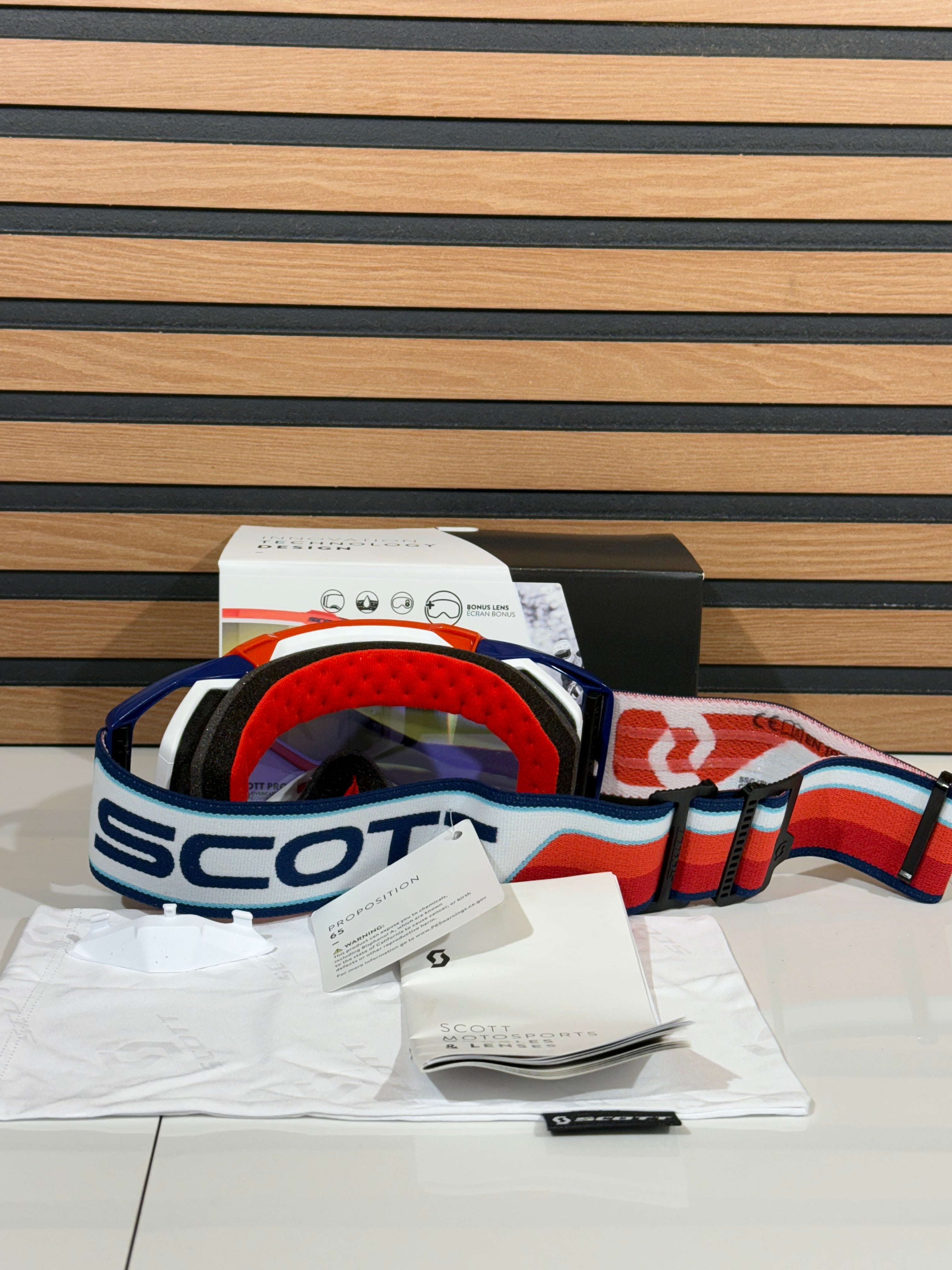 SCOTT PROSPECT GOGGLE  RED / WHITE - YELLOW CHROME WORKS LENS