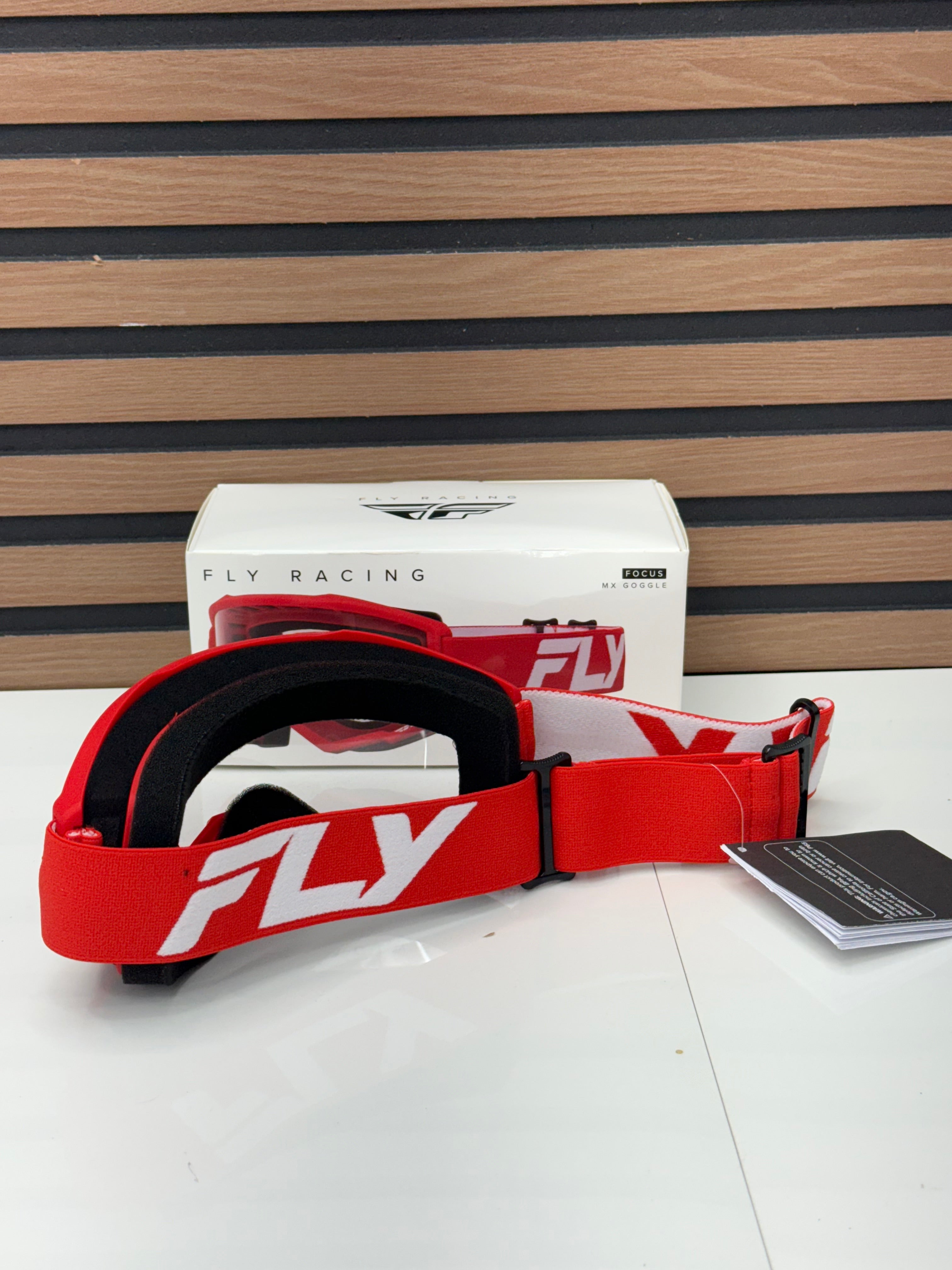 Fly Racing Focus Motocross Goggles Red / White - Clear Lens