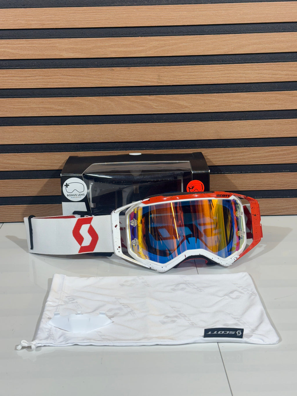 SCOTT MX GOGGLE PROSPECT WHITE RED ORANGE CHROME LENS LE