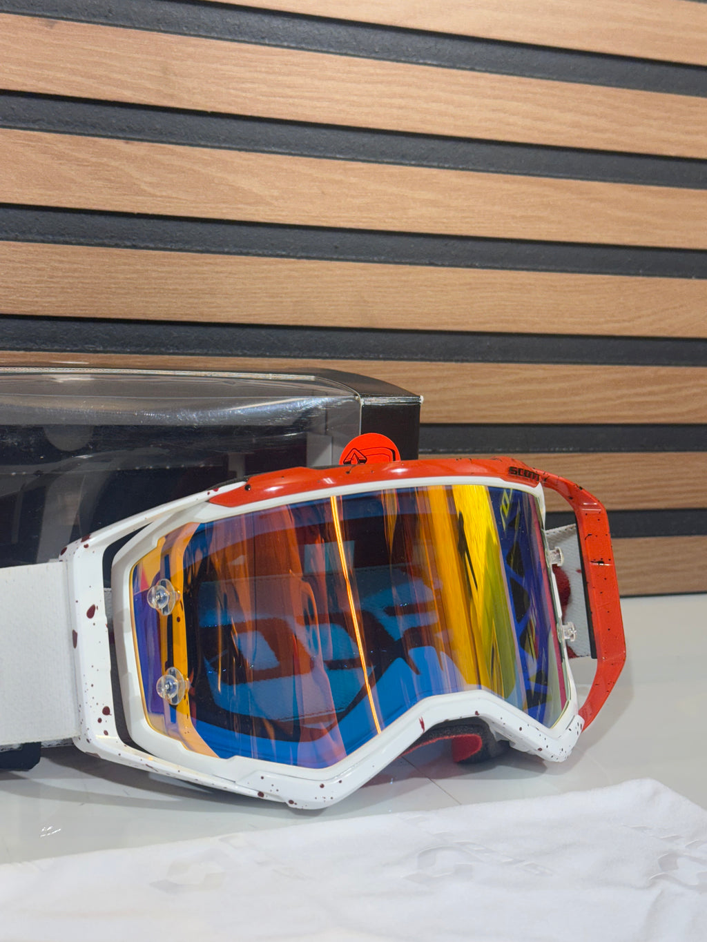 SCOTT MX GOGGLE PROSPECT WHITE RED ORANGE CHROME LENS LE