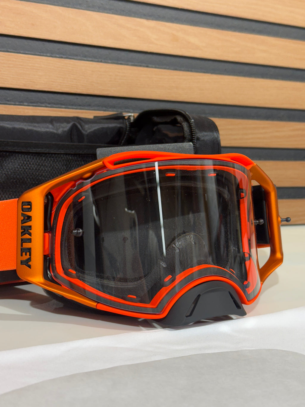 Oakley Airbrake MX Moto Goggles Orange - Clear Lens