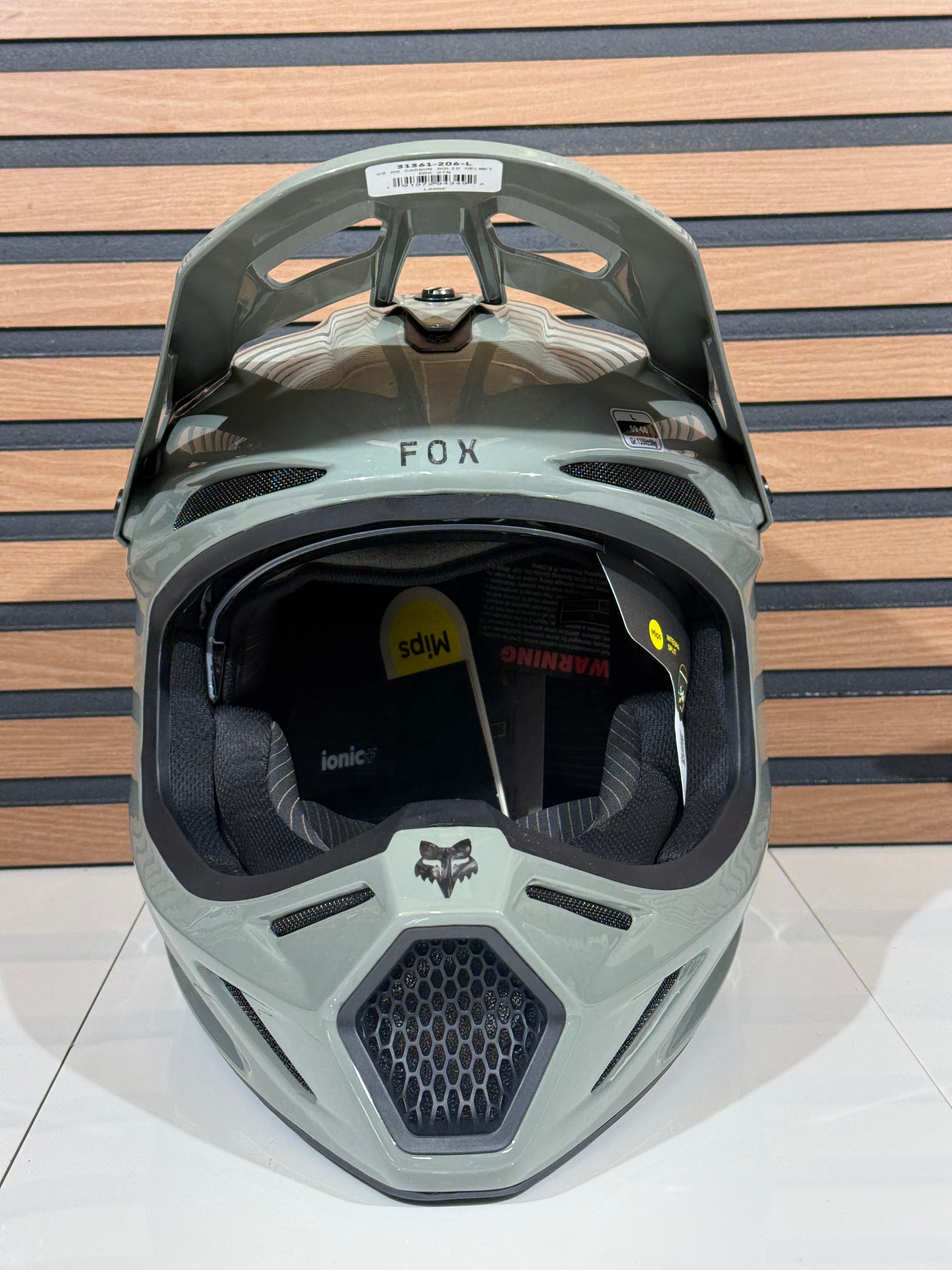 Fox Racing V3 RS Carbon Solid Helmet - Dark Stone Grey - Large