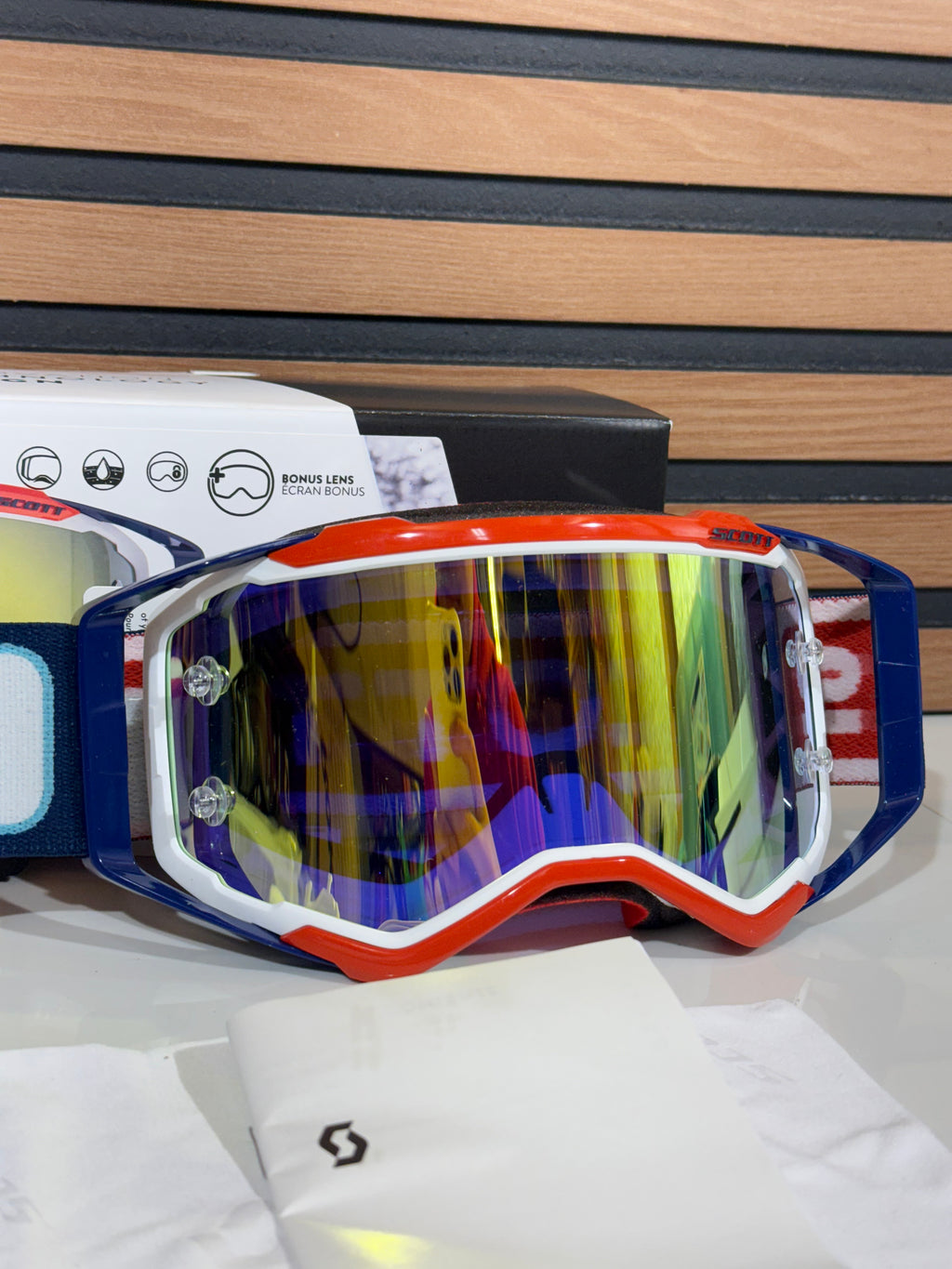 SCOTT PROSPECT GOGGLE  RED / WHITE - YELLOW CHROME WORKS LENS