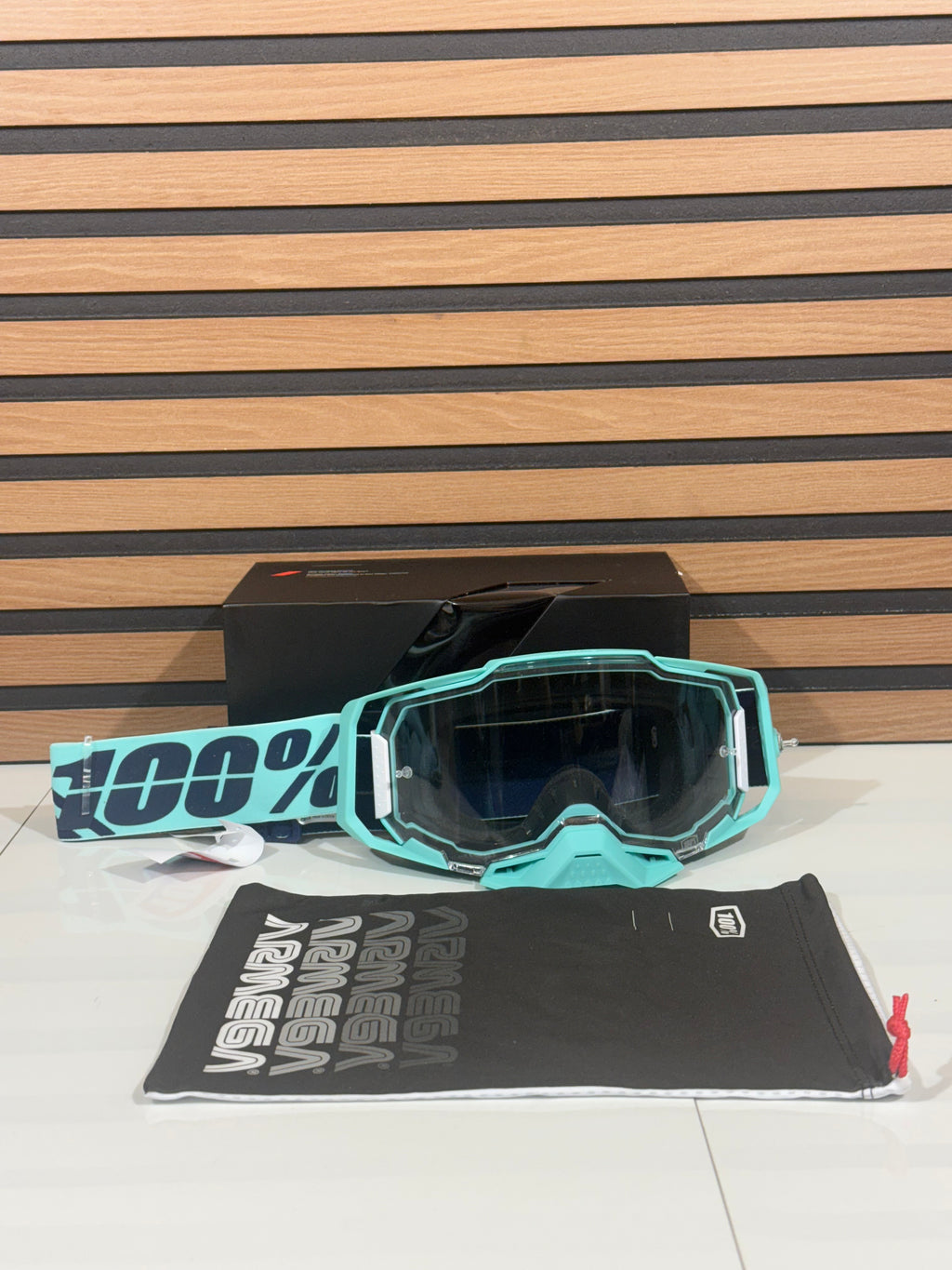 100% Armega Goggle Esterel Teal / Navy Blue - Clear Lens