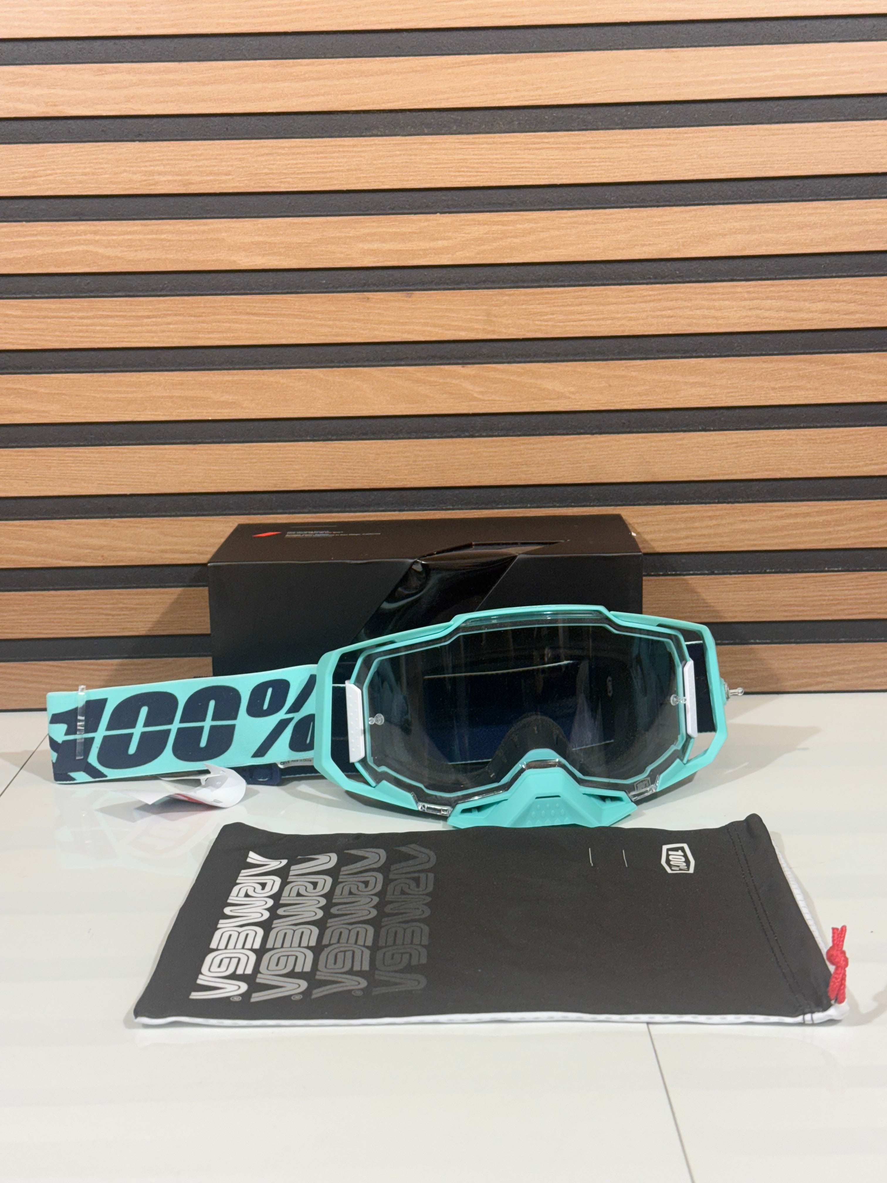 100% Armega Goggle Esterel Teal / Navy Blue - Clear Lens