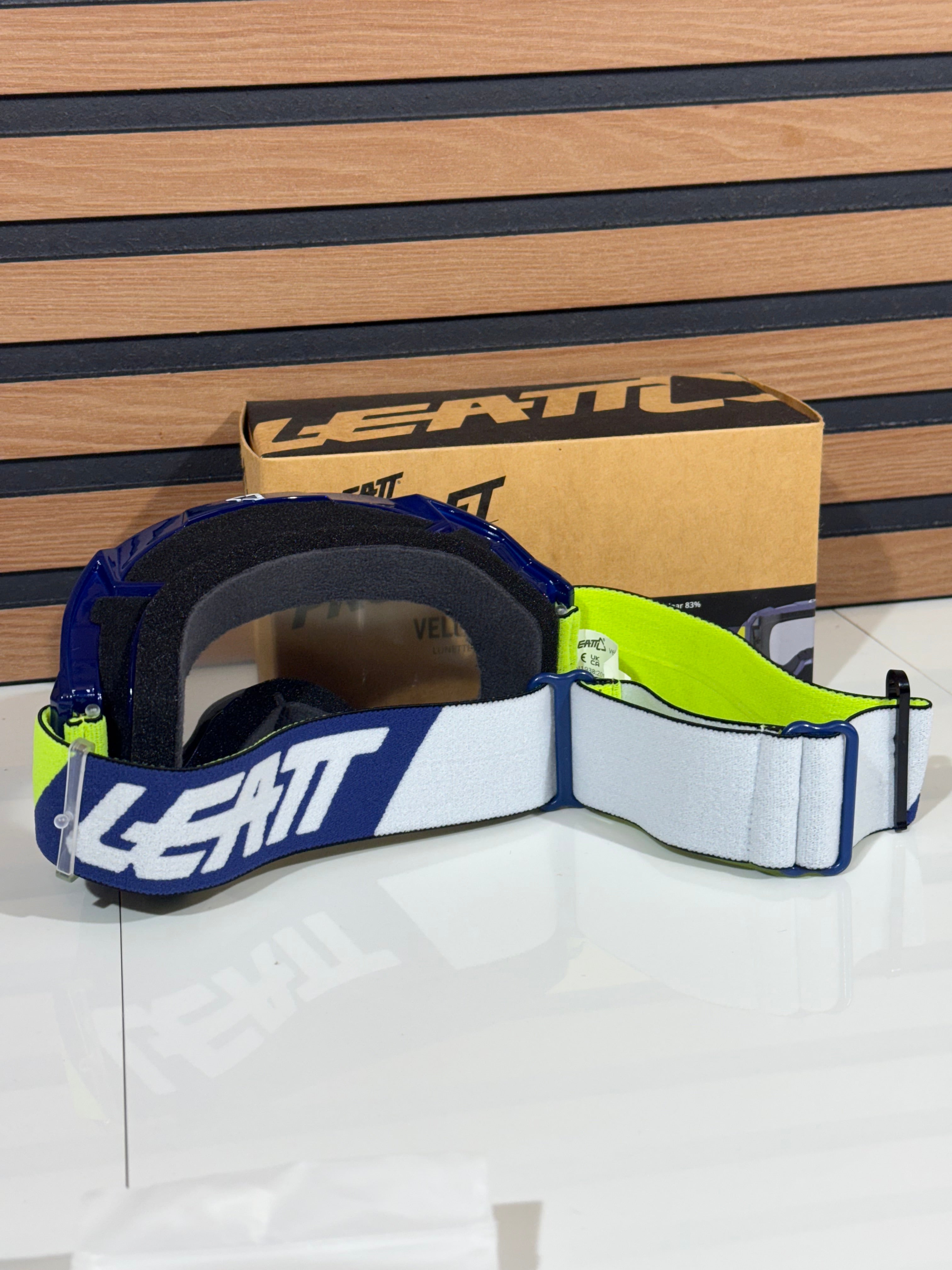 LEATT VELOCITY 4.5 MOTO MX GOGGLES Blue / Neon - Clear Lens