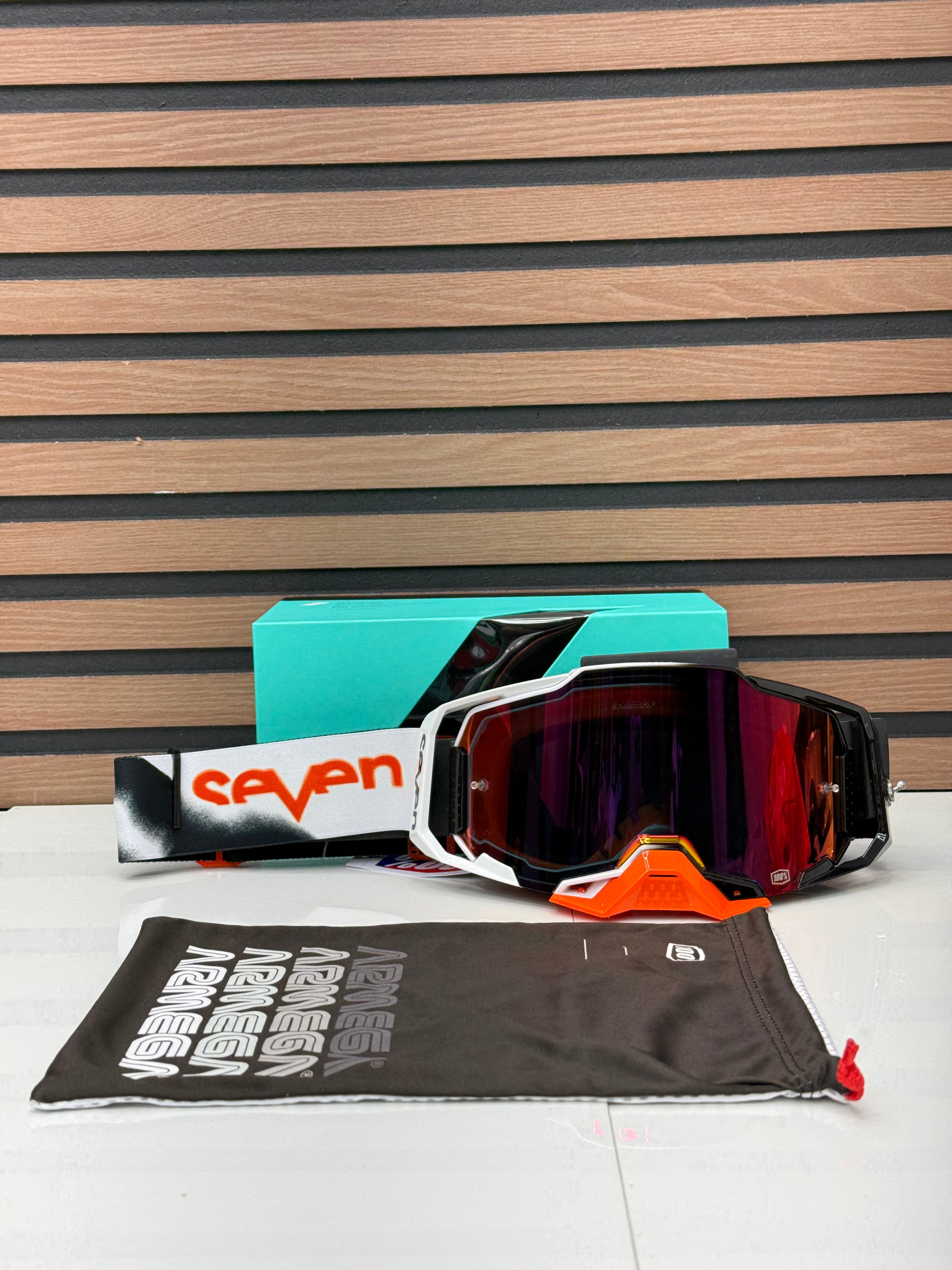 100% Armega x Seven Goggle Clownfish - Orange / White - Red Mirror Lens