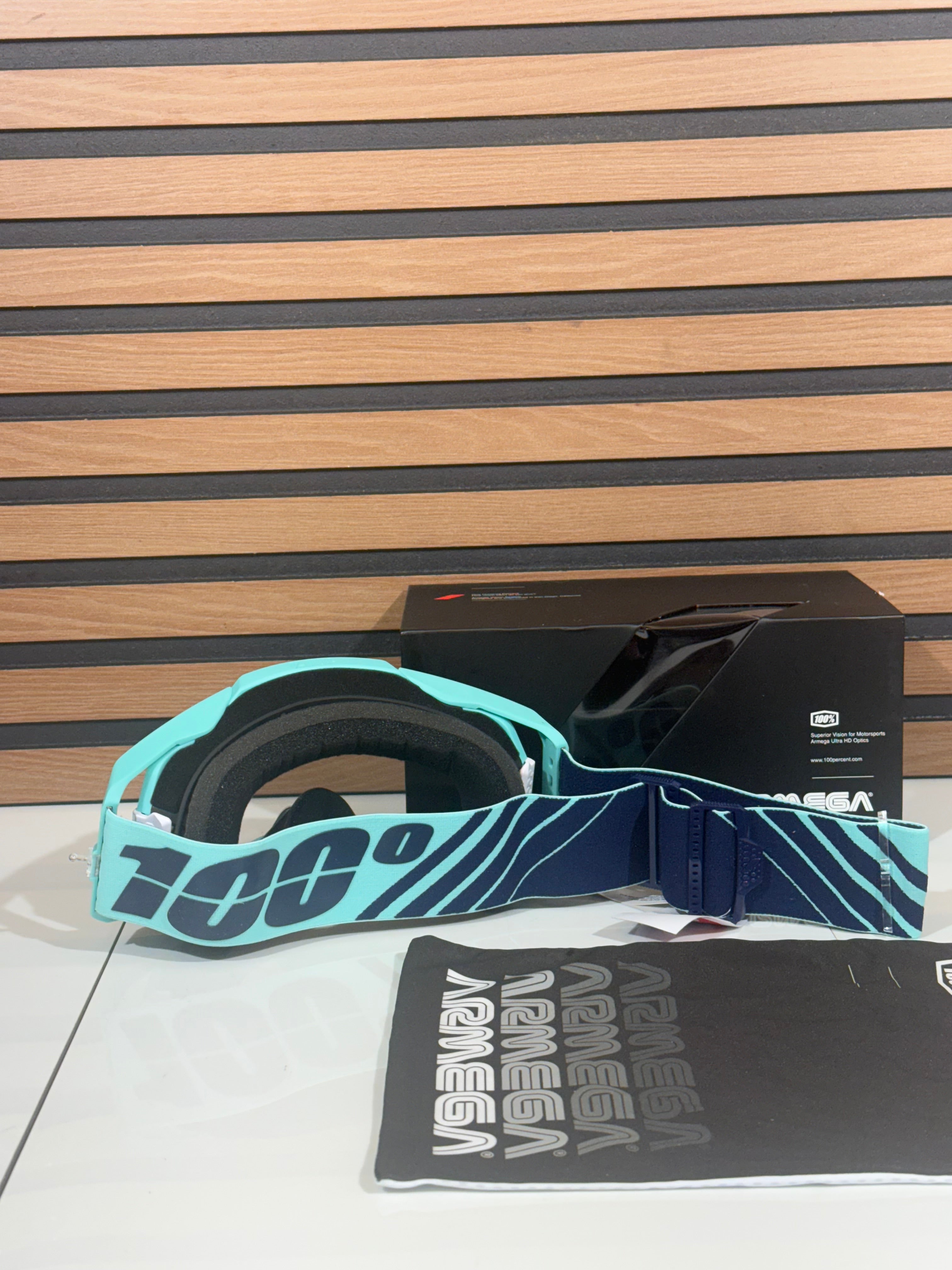 100% Armega Goggle Esterel Teal / Navy Blue - Clear Lens