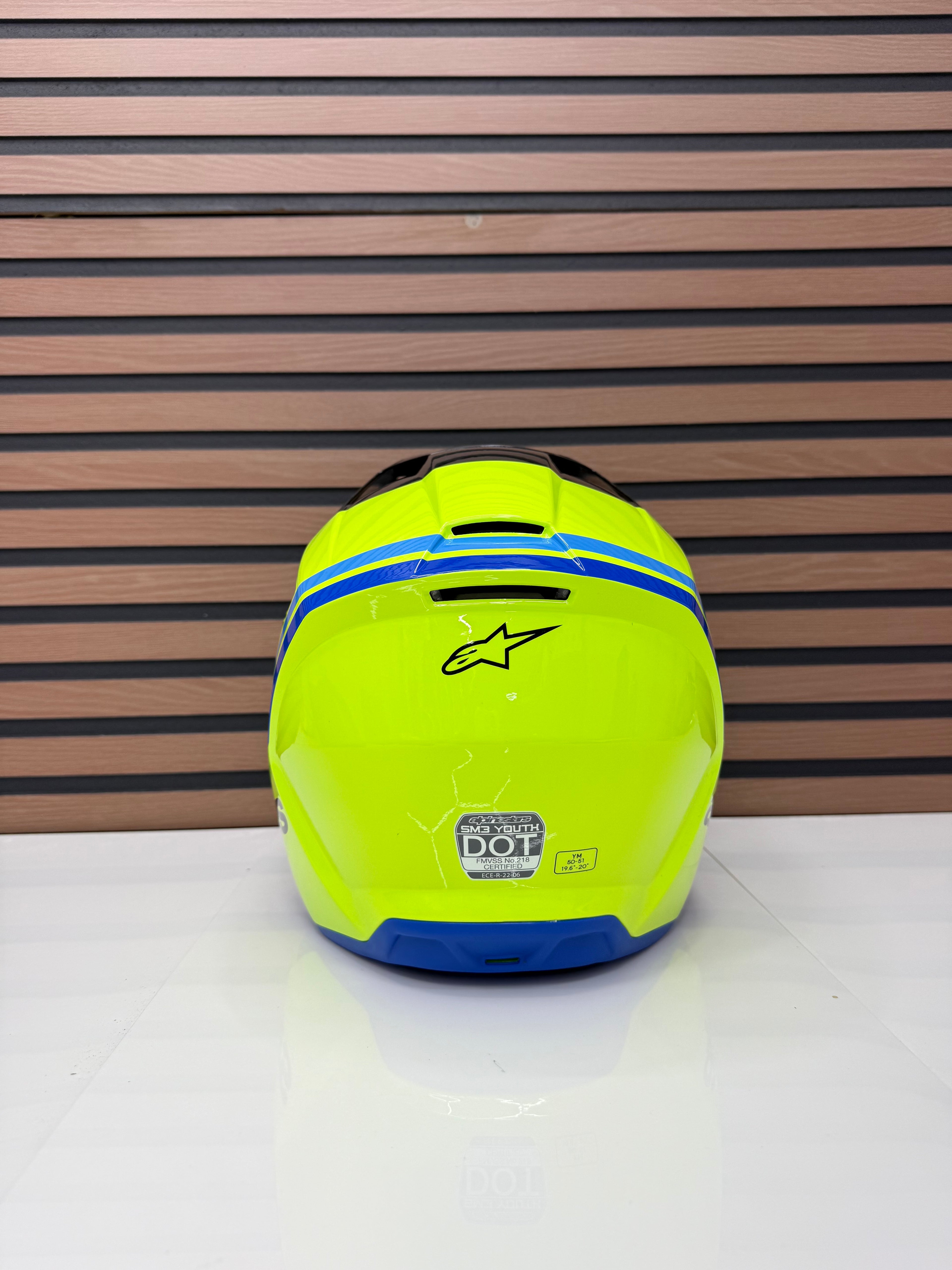 Alpinestars Youth SM3 Radium Helmet - Youth Medium - Fluo Yellow / Blue