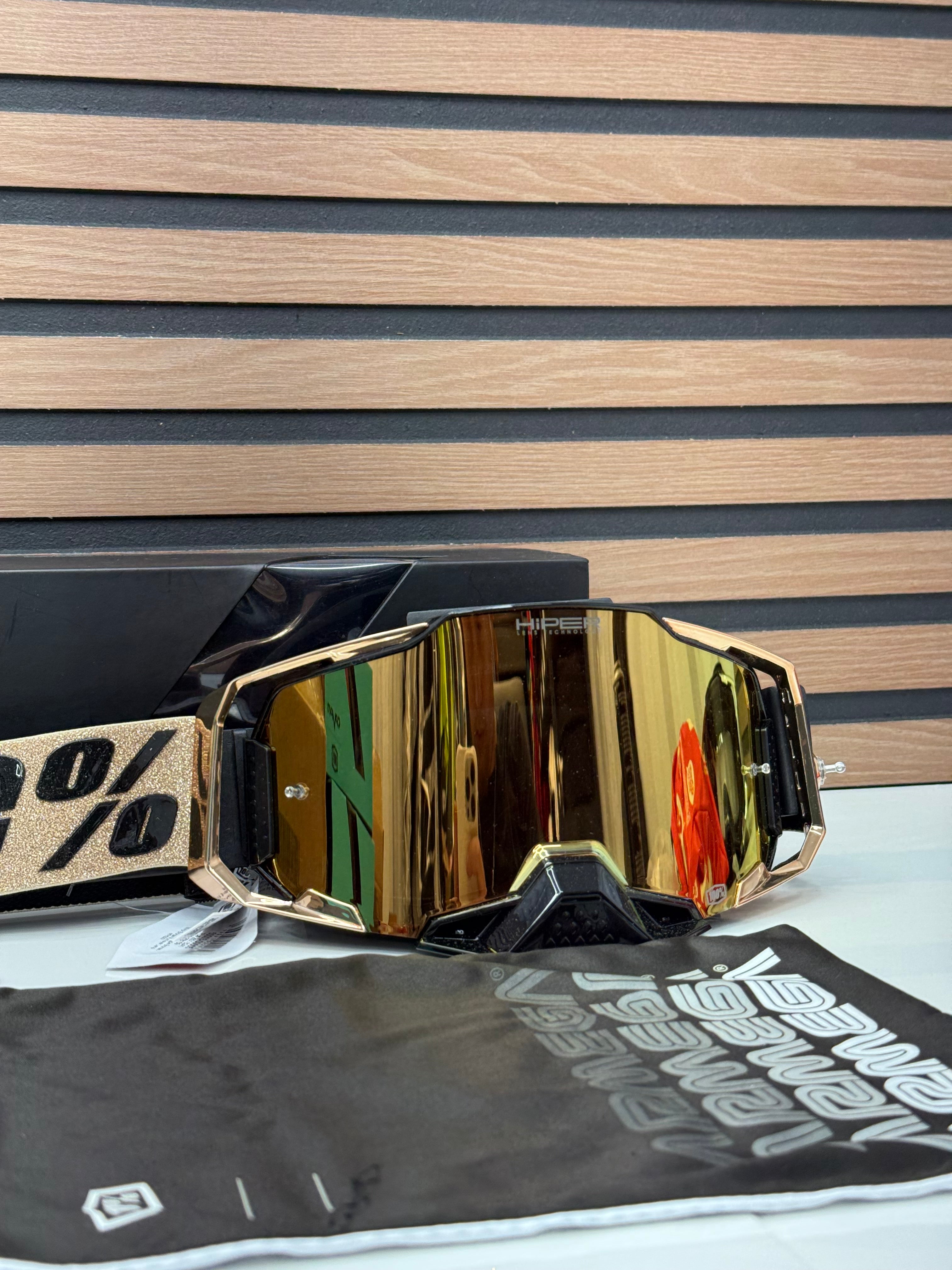100% Armega Glory Bronze / Black -  Gold Mirror Lens Goggles