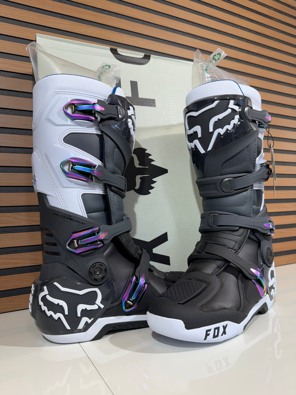 FOX Motion Boot Size 10 Black / Grey / White  Motocross Moto Boot