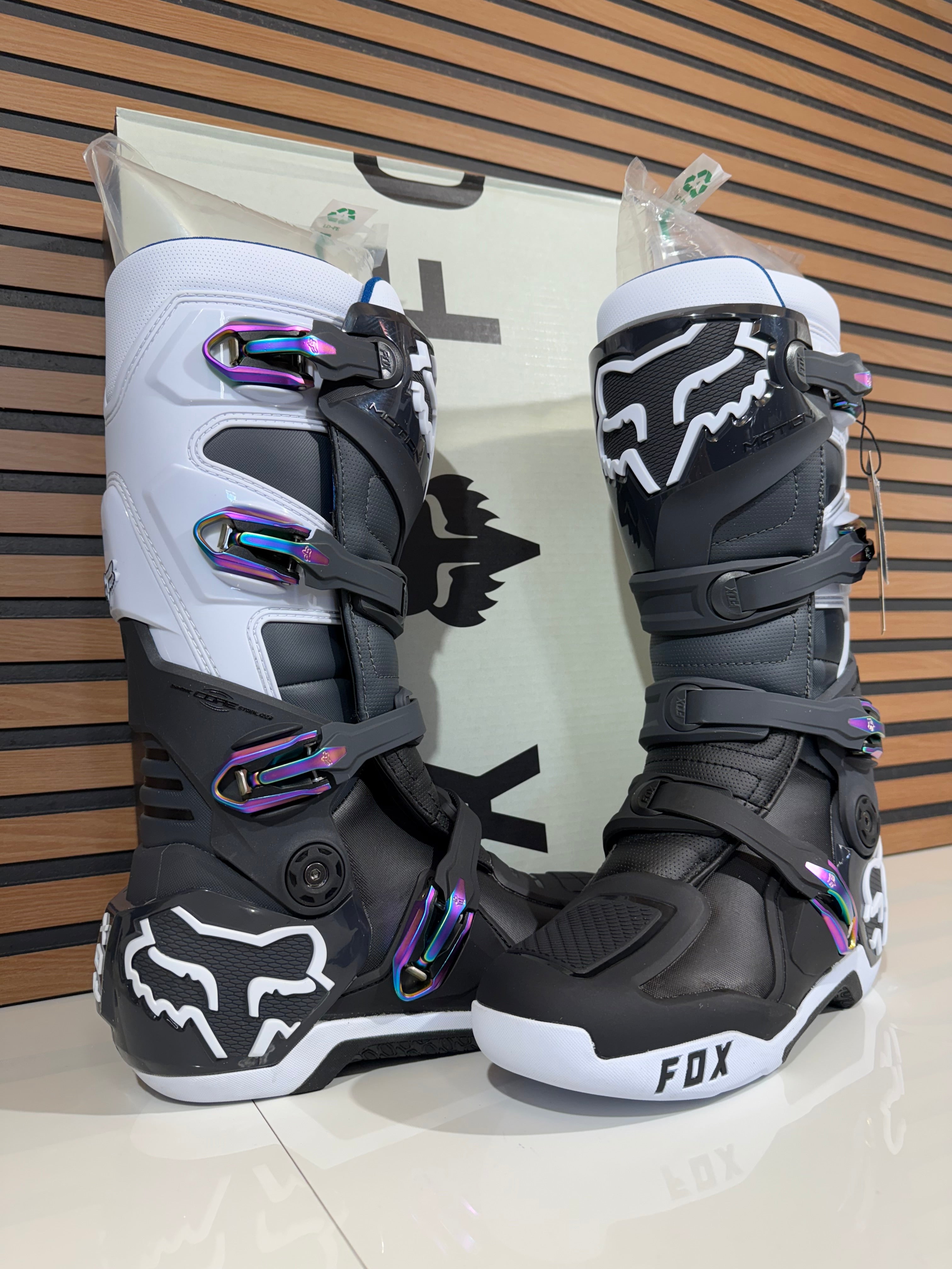 FOX Motion Boot Size 10 Black / Grey / White  Motocross Moto Boot