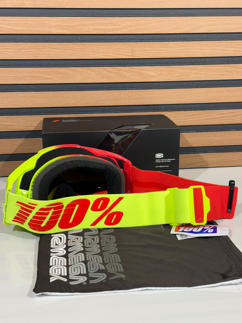 100% Armega Goggle Solaris Red / Neon Yellow -  Mirror Red Lens