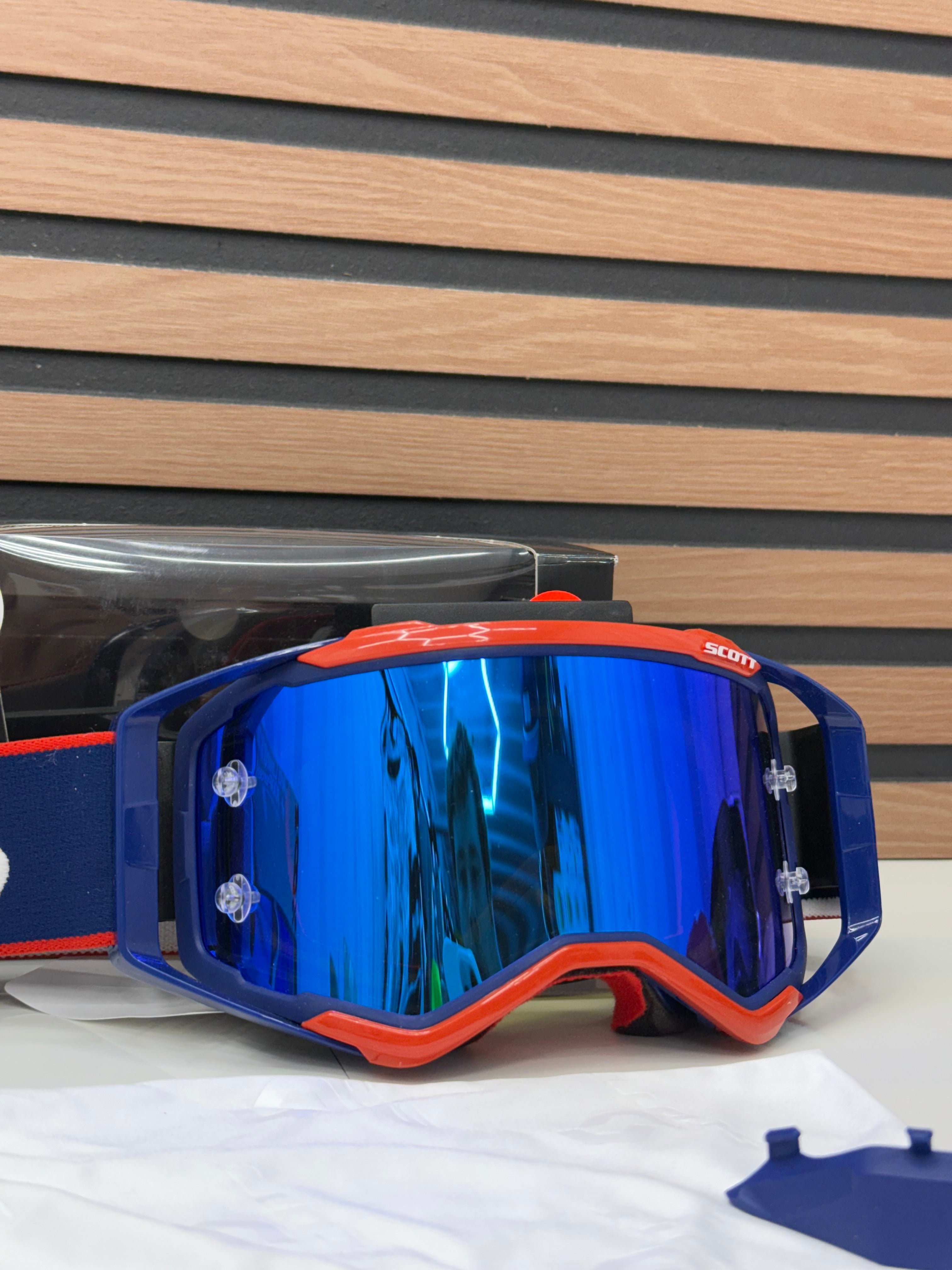 Scott Prospect MX Goggle Red / Blue - Blue Mirror Lens