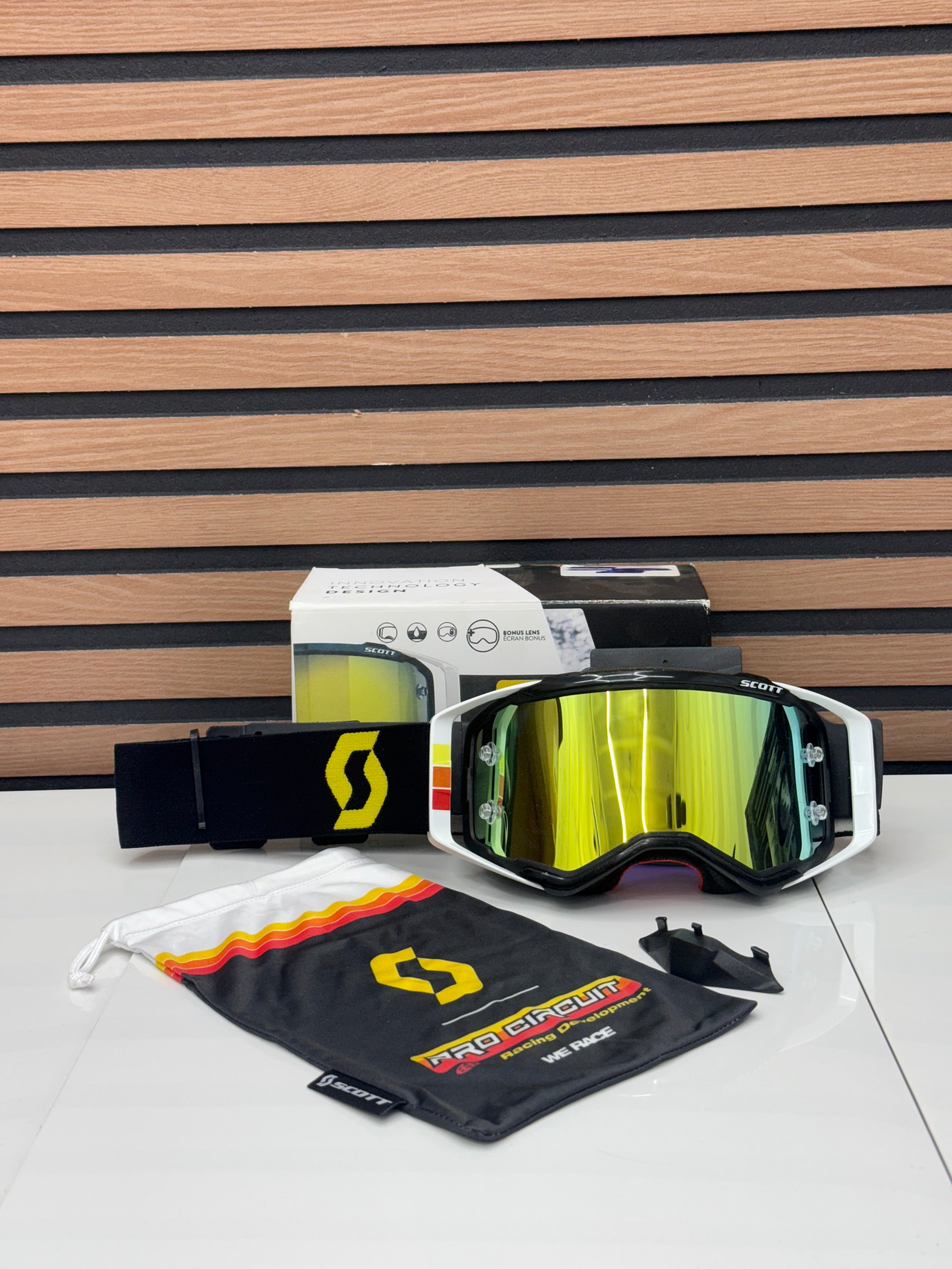 Pro Circuit X Scott Prospect MX Goggle Black / Yellow - Gold Mirror Lens