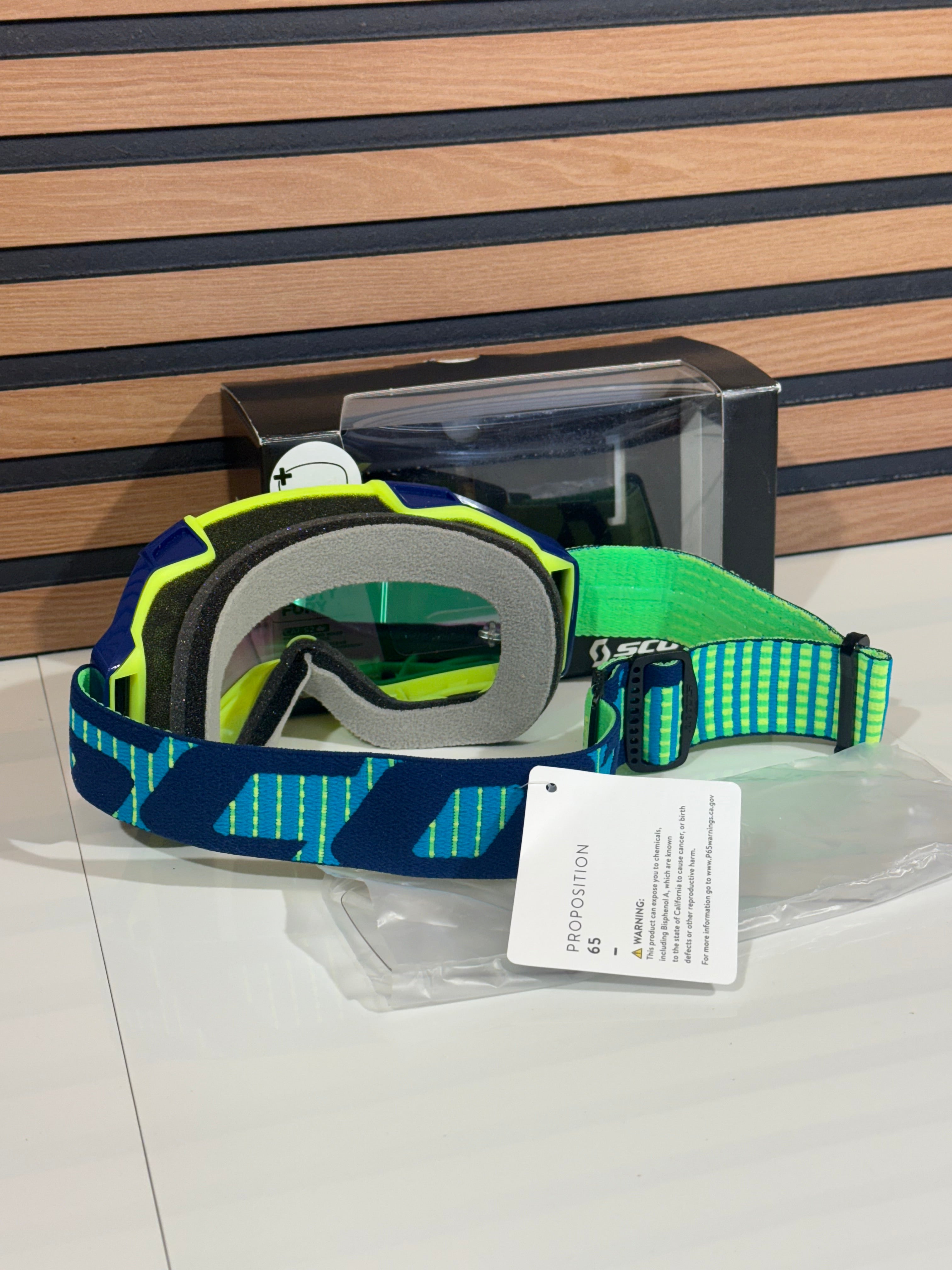 Scott Fury Moto Goggle Blue / Yellow - Green Mirrored Works Lens