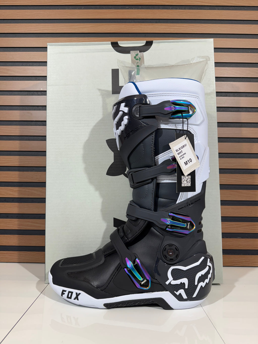 FOX Motion Boot Size 10 Black / Grey / White  Motocross Moto Boot