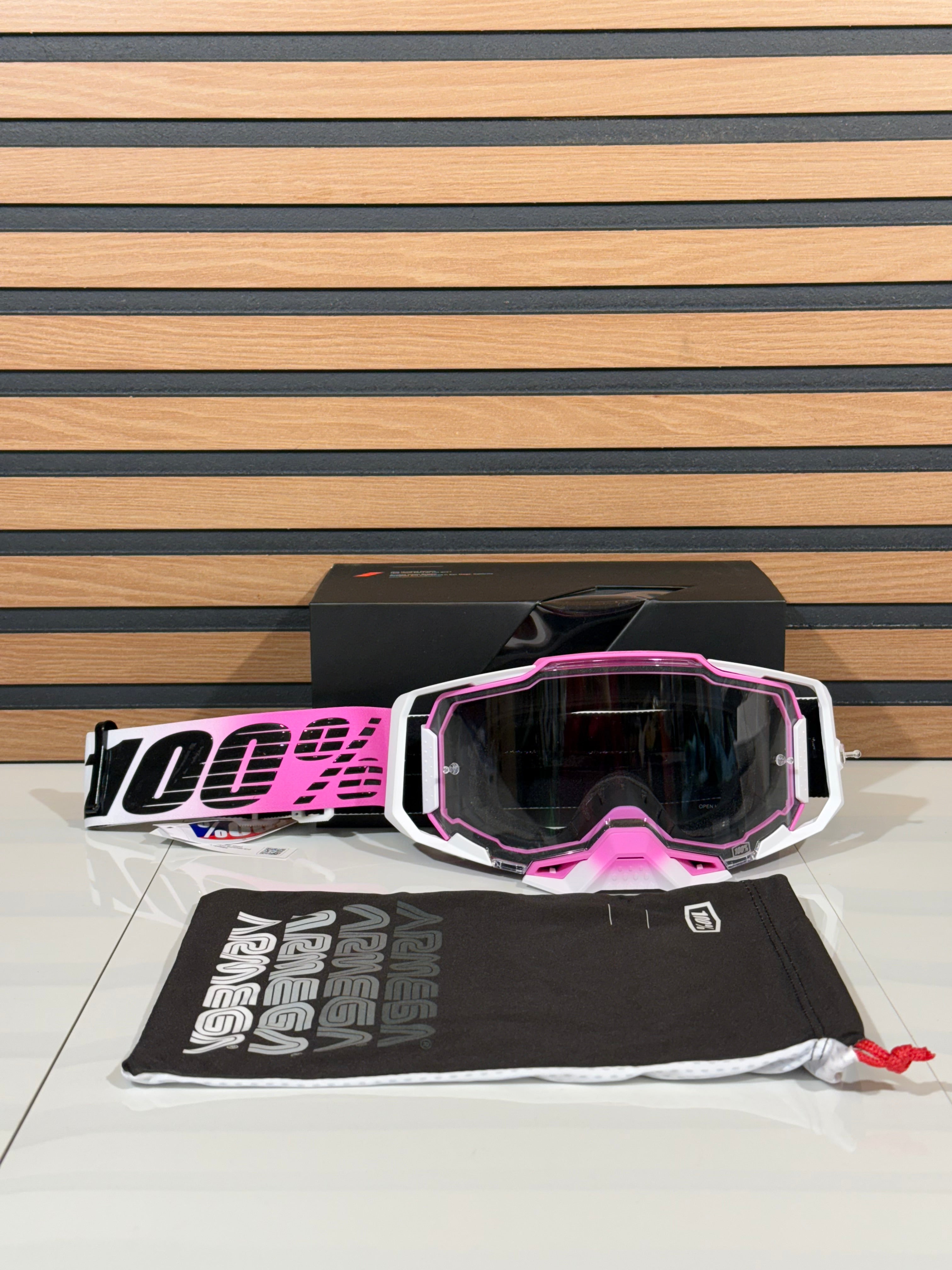 100% Armega Goggles Harmony Pink / White - Clear Lens