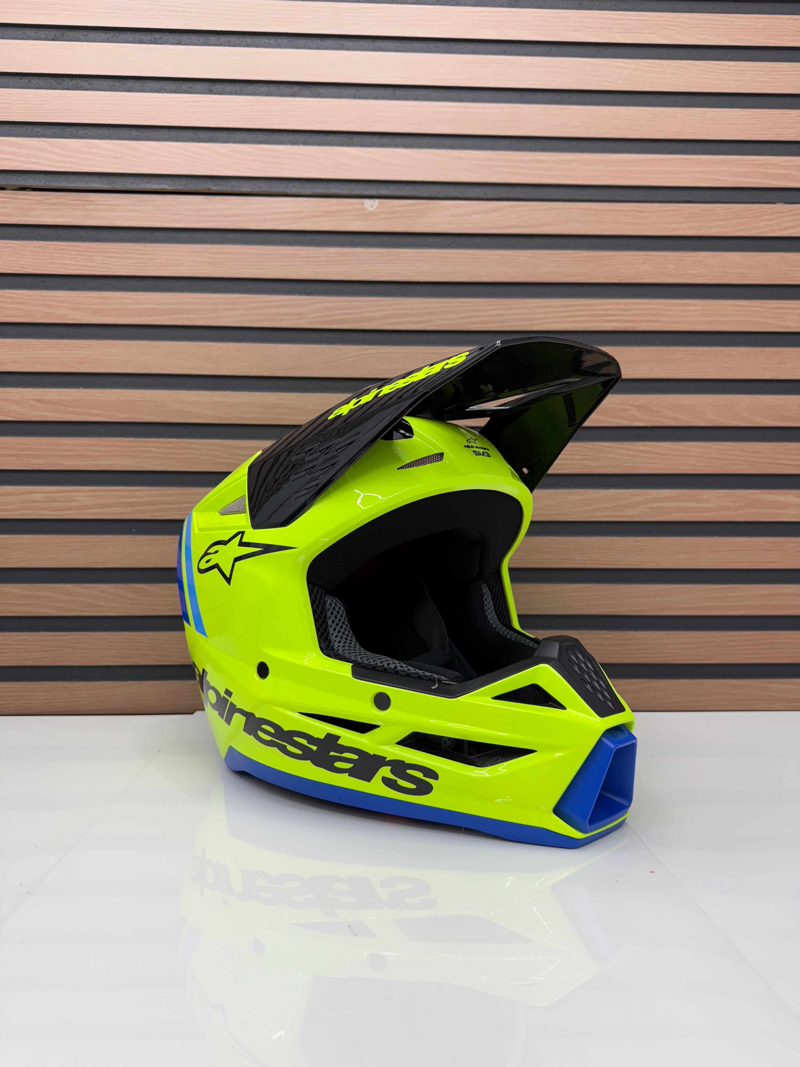 Alpinestars Youth SM3 Radium Helmet - Youth Medium - Fluo Yellow / Blue