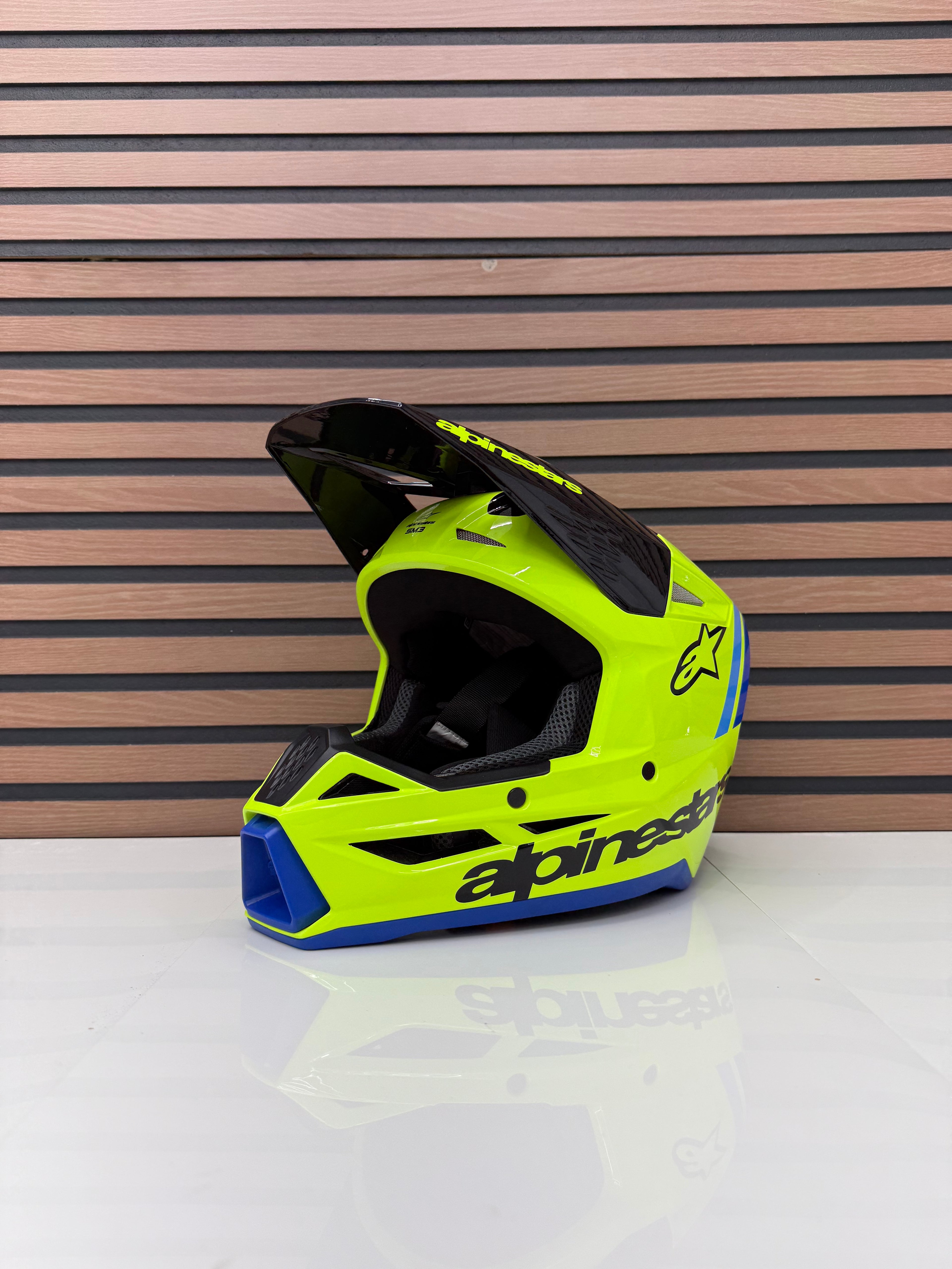 Alpinestars Youth SM3 Radium Helmet - Youth Medium - Fluo Yellow / Blue