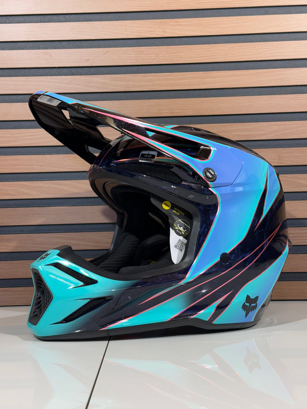 Fox Racing V3 RS Carbon Canvas Helmet Teal / Blue  - Large