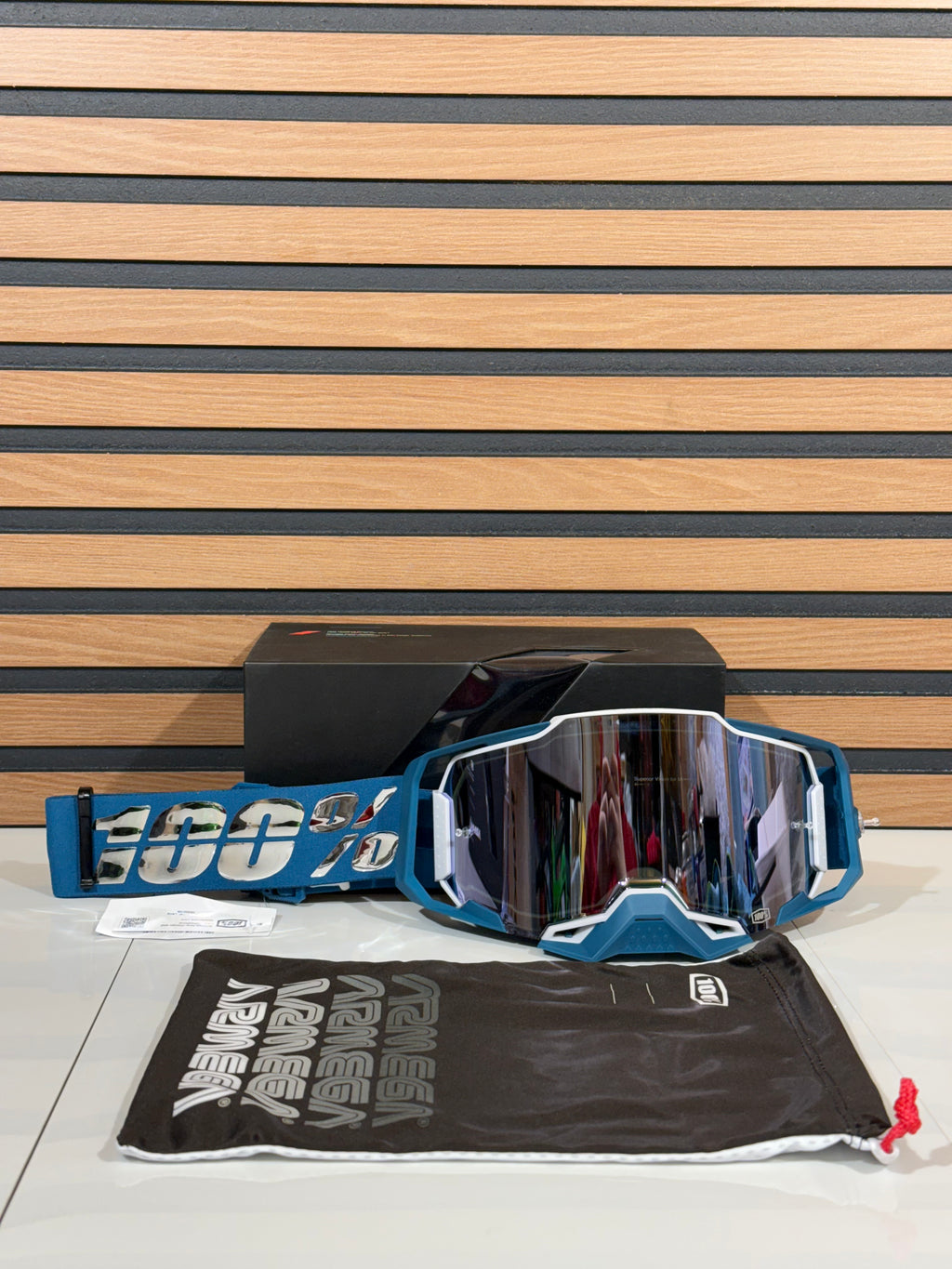 100% Armega Albar Goggles Blue / Chrome - Silver Mirror Lens