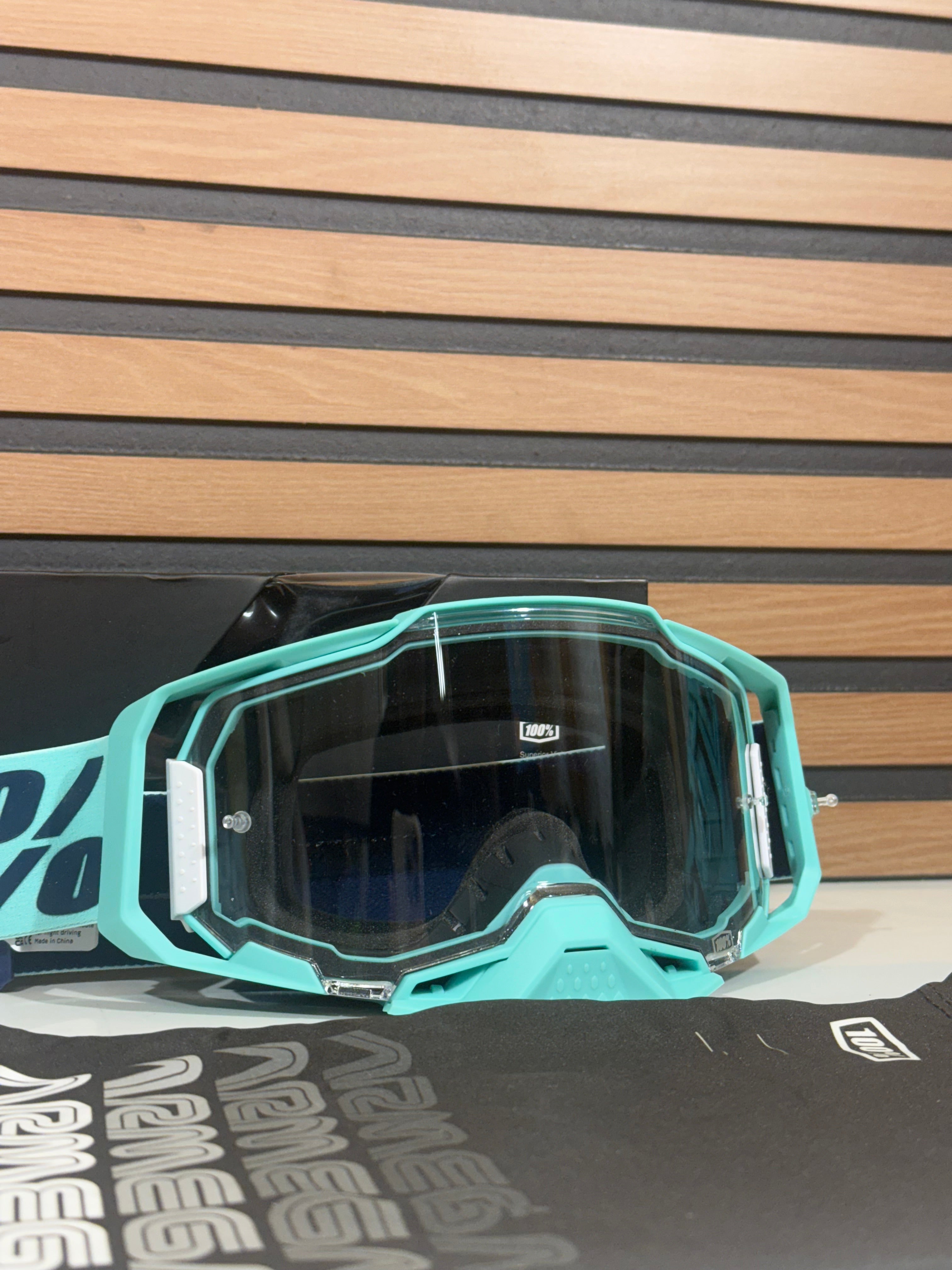100% Armega Goggle Esterel Teal / Navy Blue - Clear Lens