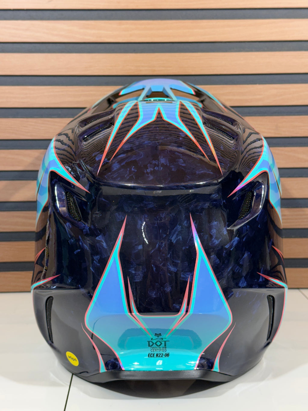 Fox Racing V3 RS Carbon Canvas Helmet Teal / Blue  - Large