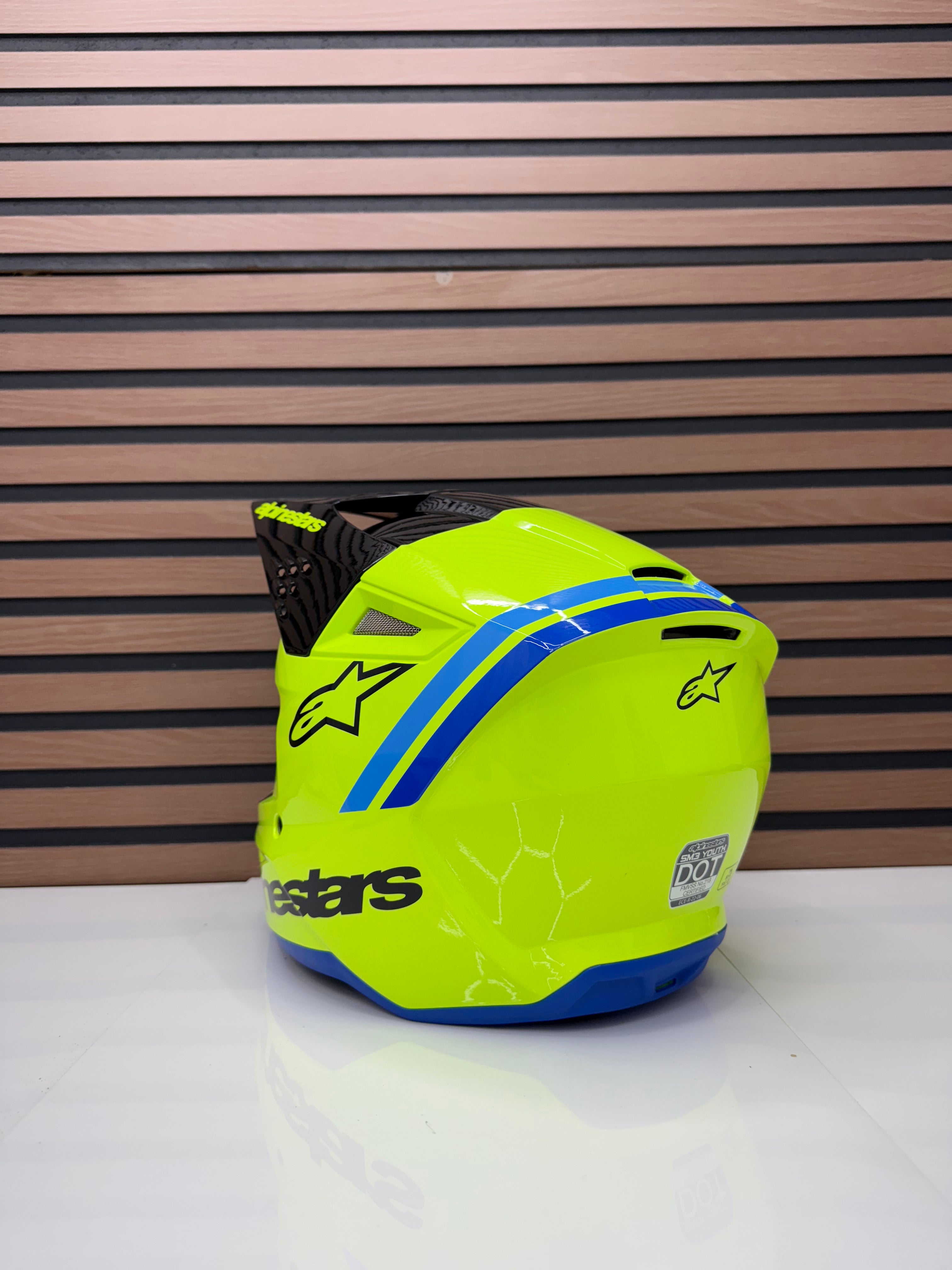 Alpinestars Youth SM3 Radium Helmet - Youth Medium - Fluo Yellow / Blue