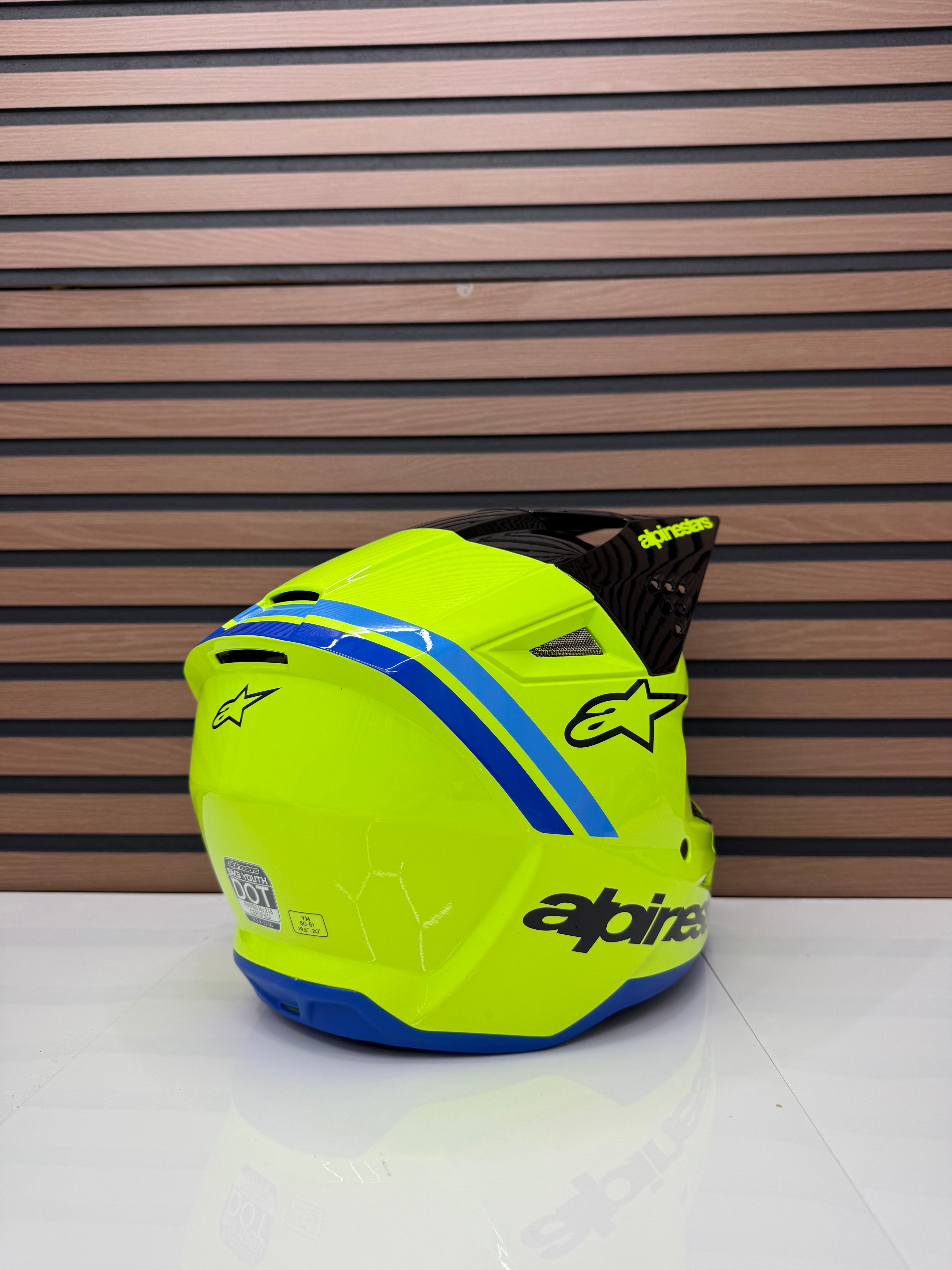 Alpinestars Youth SM3 Radium Helmet - Youth Medium - Fluo Yellow / Blue