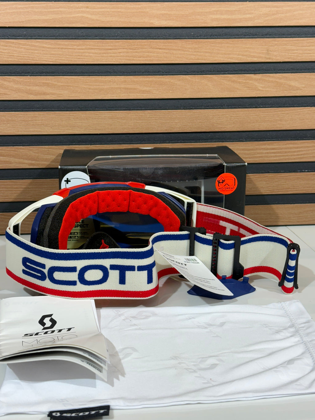 Scott Prospect Heritage Goggles Red / White / Blue - Blue Chrome Lens